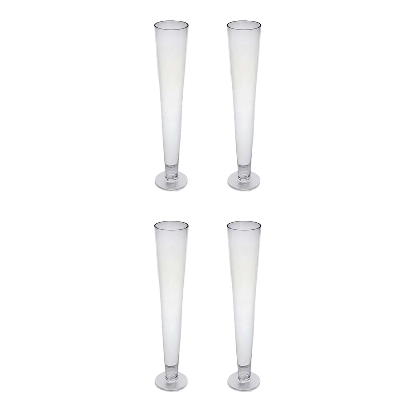 4-Pack Glass Trumpet Vases Clear - Durable Design for Chic Event Displays 28"