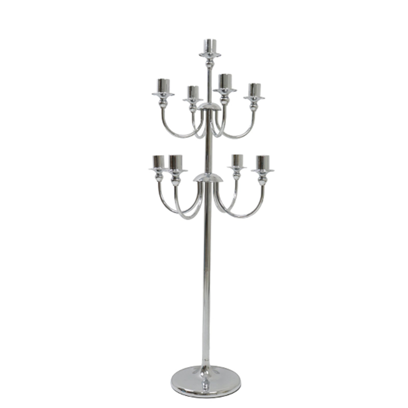 Metal Floor Candelabra Candle Holder, 9-Arm Vintage Taper Stand Silver Table Centerpiece for Weddings & Parties 46" Tall