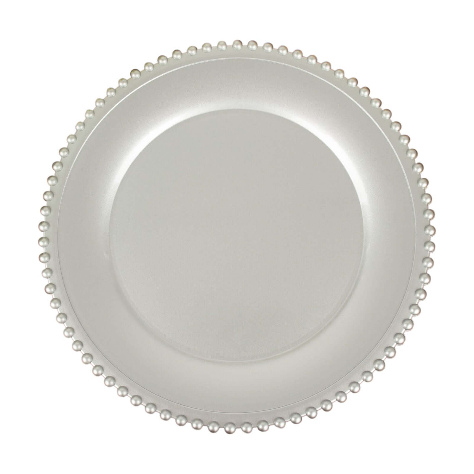 6-Pack Acrylic Round Charger Plates 13" in Silver with Beaded Rim, Decorative Dinner Party Charger Tableware
