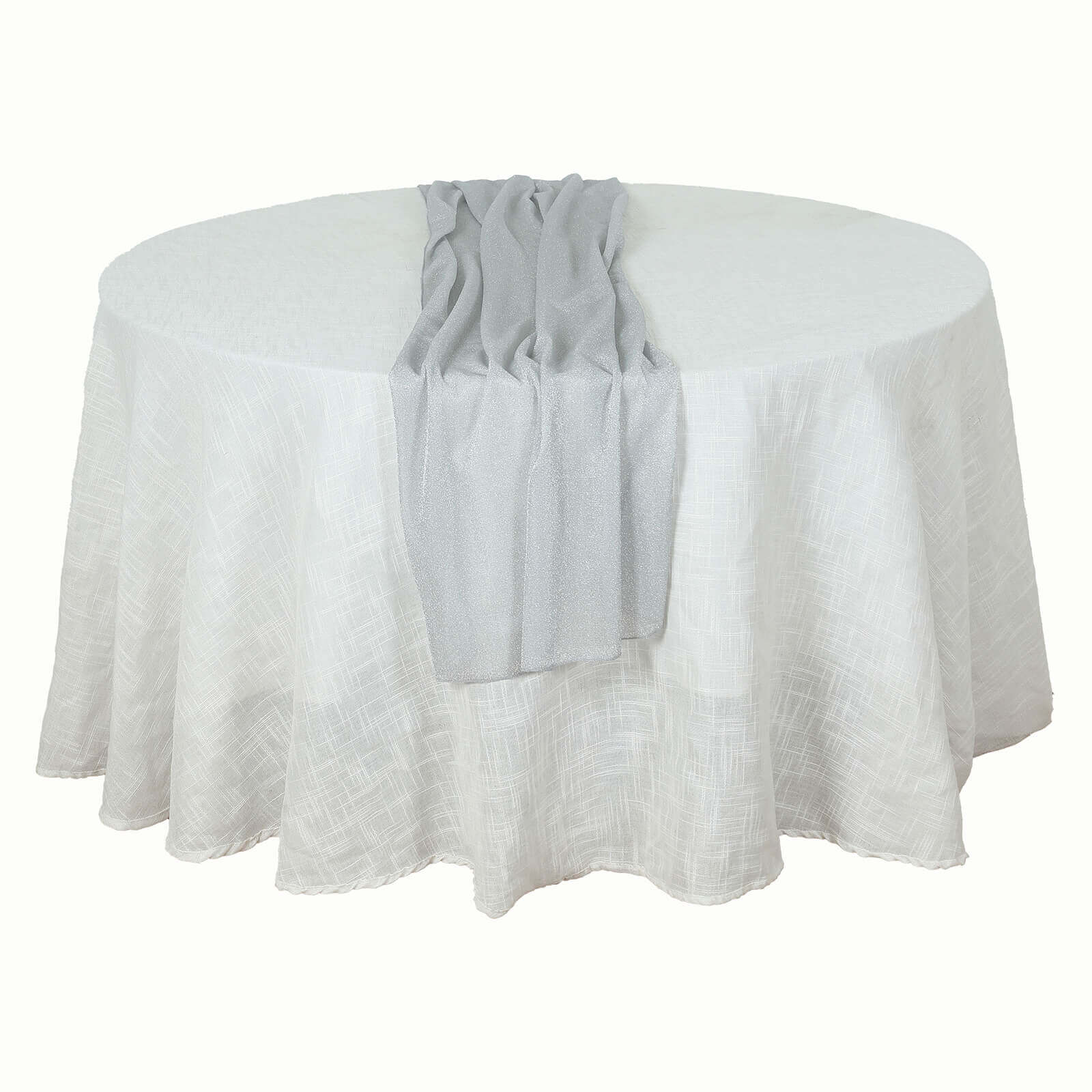 Glitter Gauze 27"x120" Table Runner Silver - Sparkling Reusable Sheer Table Linen