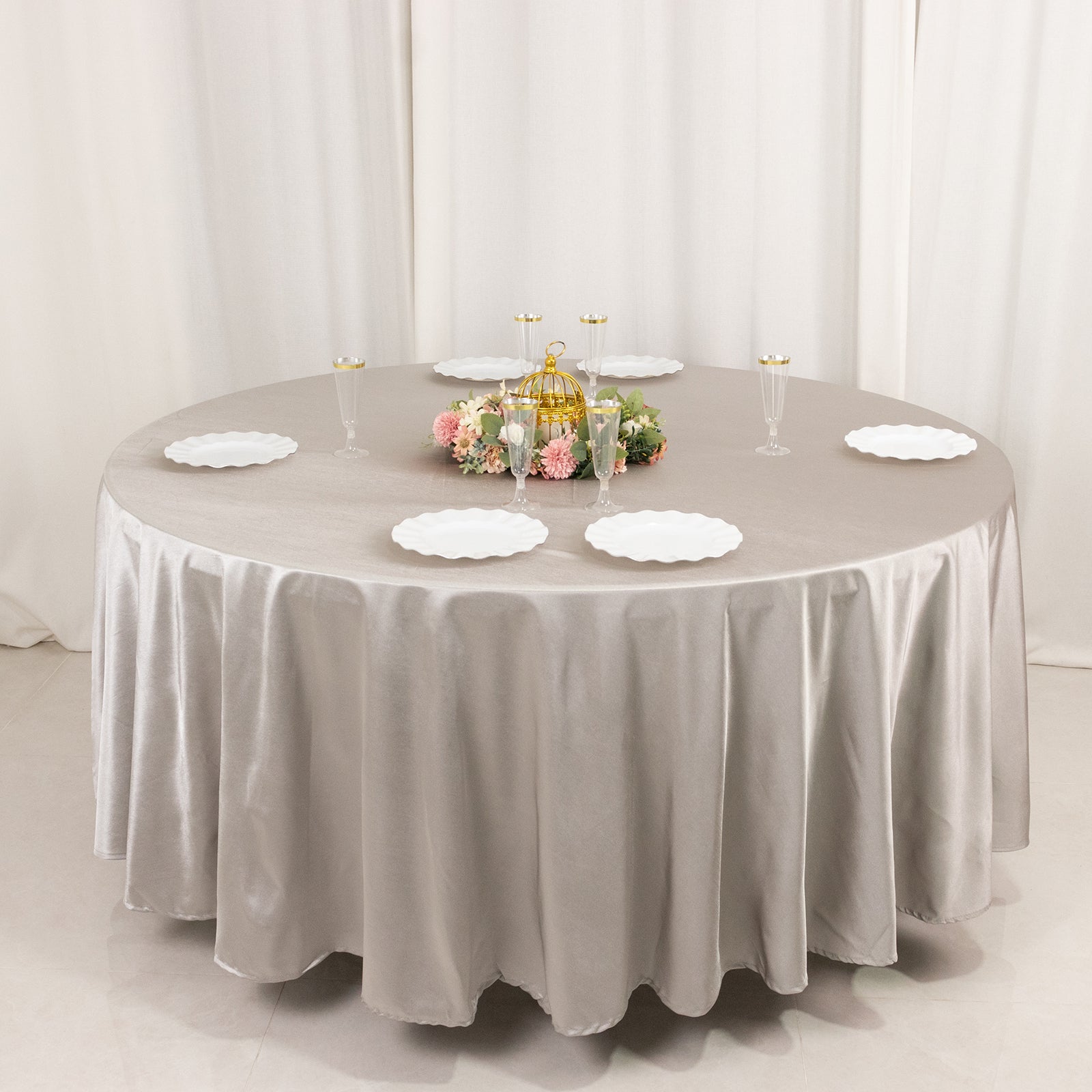 Scuba Round 108" Tablecloth Shimmering Silver - Wrinkle Free & Stain Resistant Table Cover
