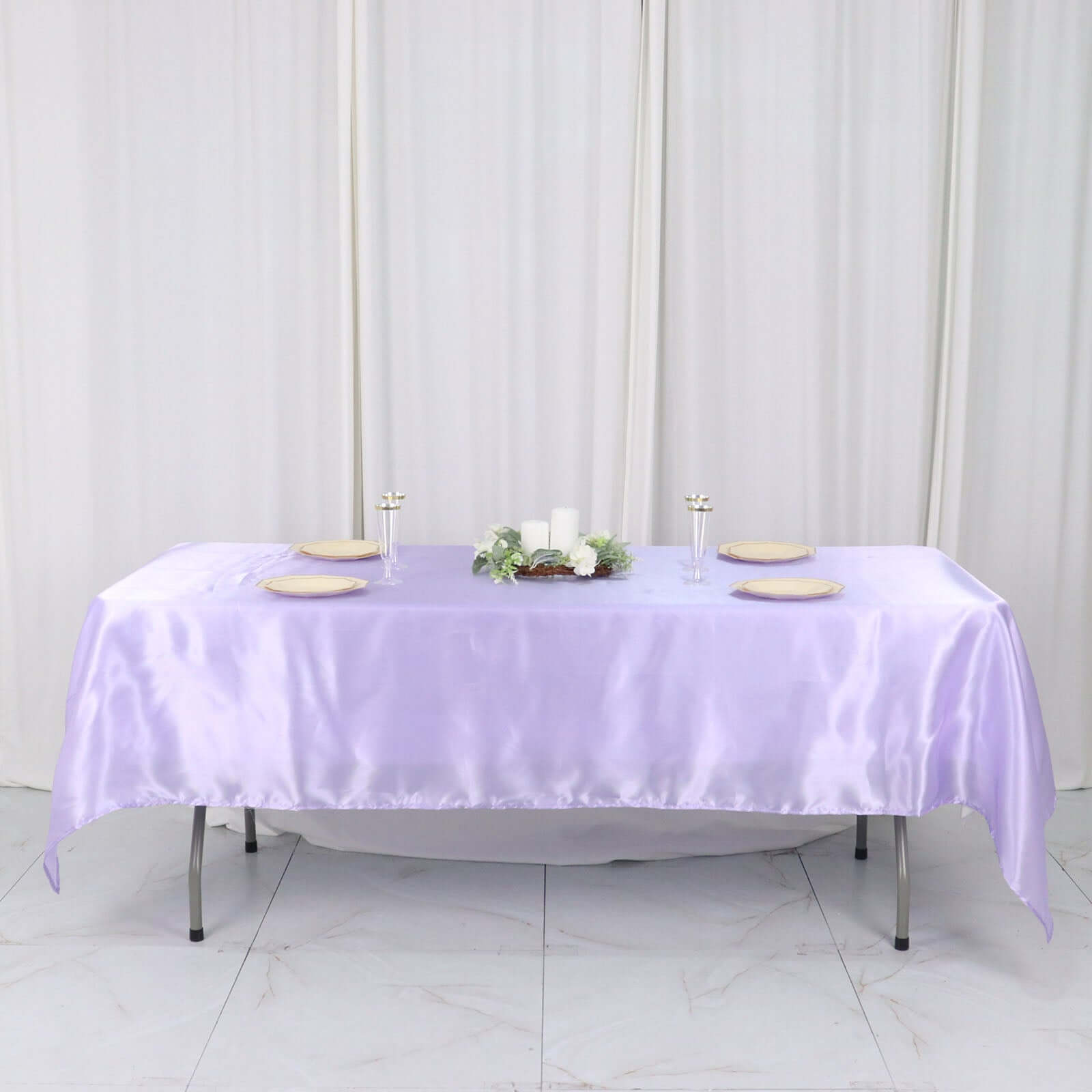 Satin Rectangular 60"x102" Tablecloth Lavender Lilac - Smooth and Lustrous Table Cover