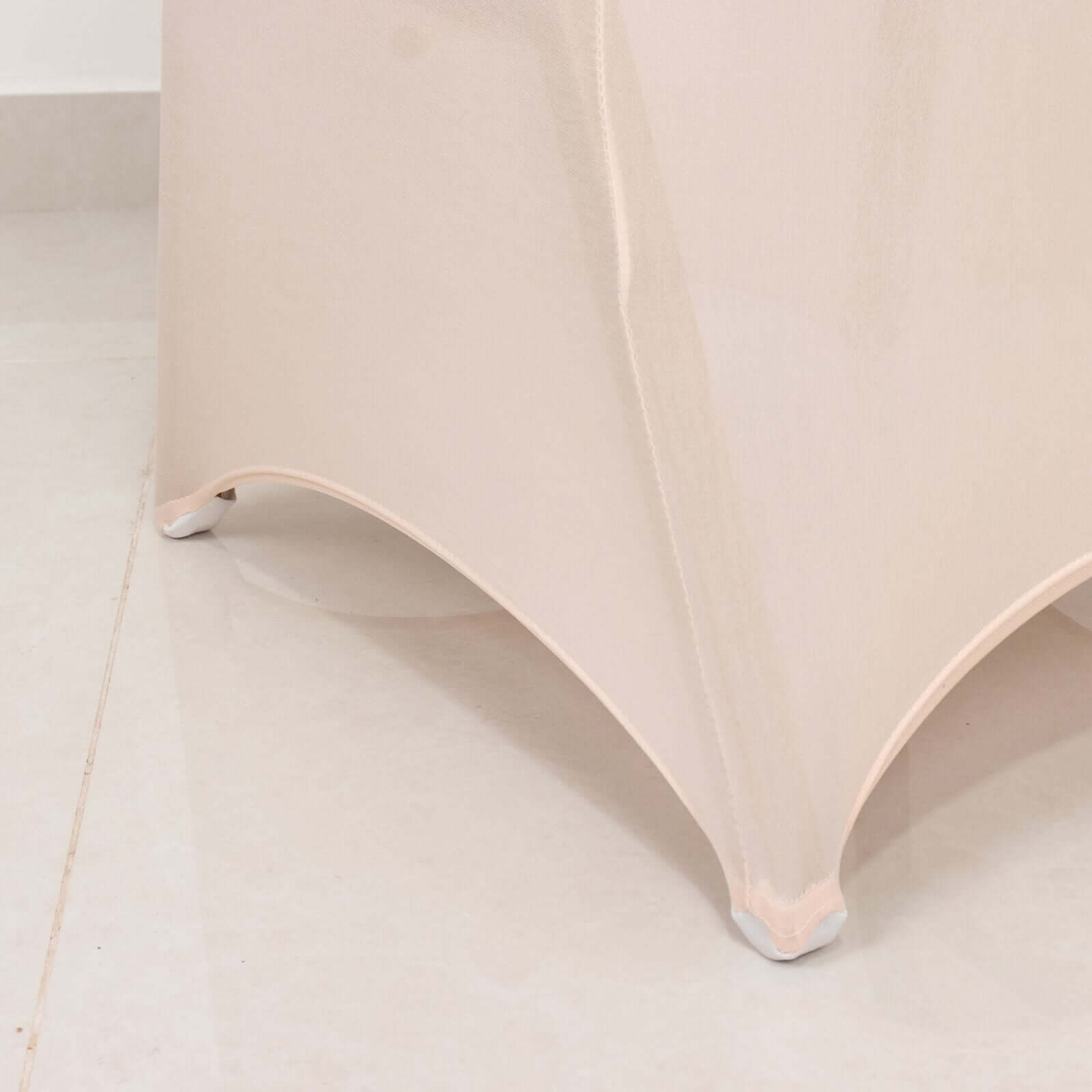 Spandex Chair Cover with Silver Rhinestone Buckled Sash Band Blush - Stretch Fitted Slipcover