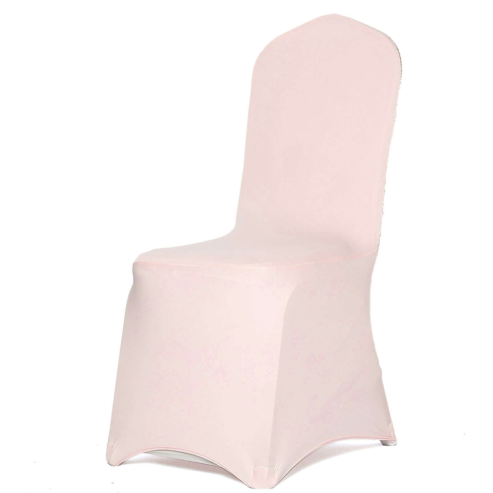 Spandex Chair Cover with Metallic Shimmer Tinsel Back for Banquet Chairs Blush - Fitted Slipcover