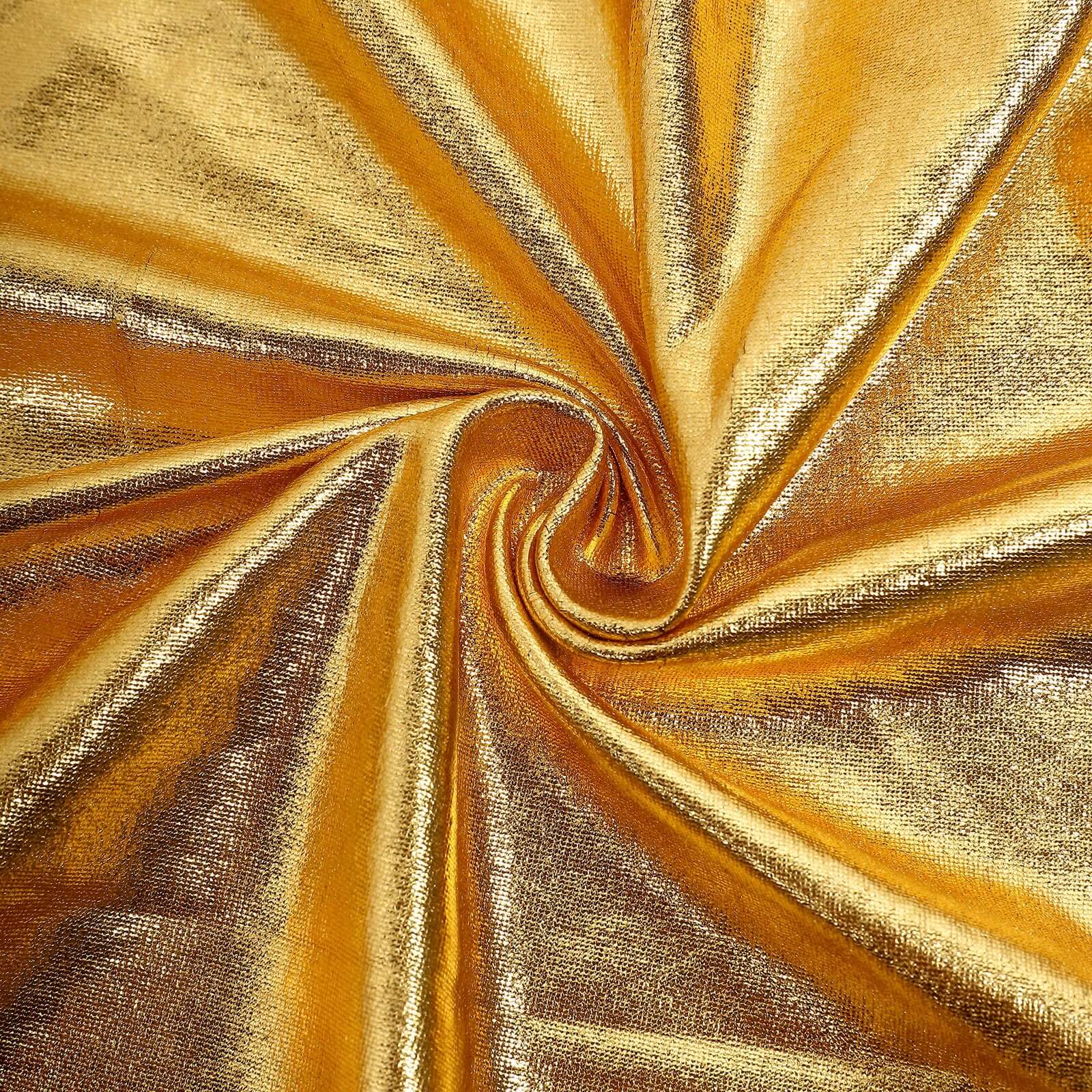 Stretch Spandex 72"x30" Rectangle Tablecloth Metallic Gold - Glamorous Form-Fitting Table Cover for Upscale Gatherings