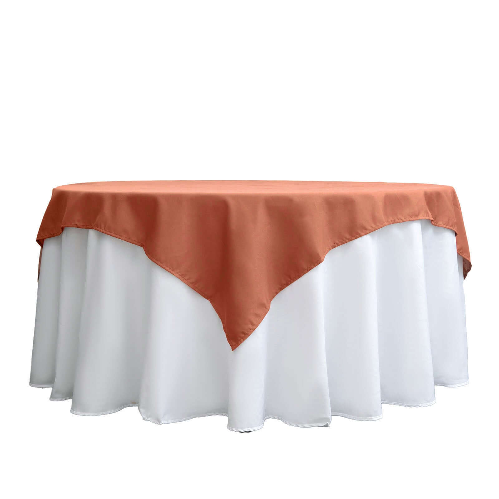 Polyester 70"x70" Table Overlay Square Tablecloth Terracotta (Rust) - Wrinkle-Resistant & Durable Table Cover