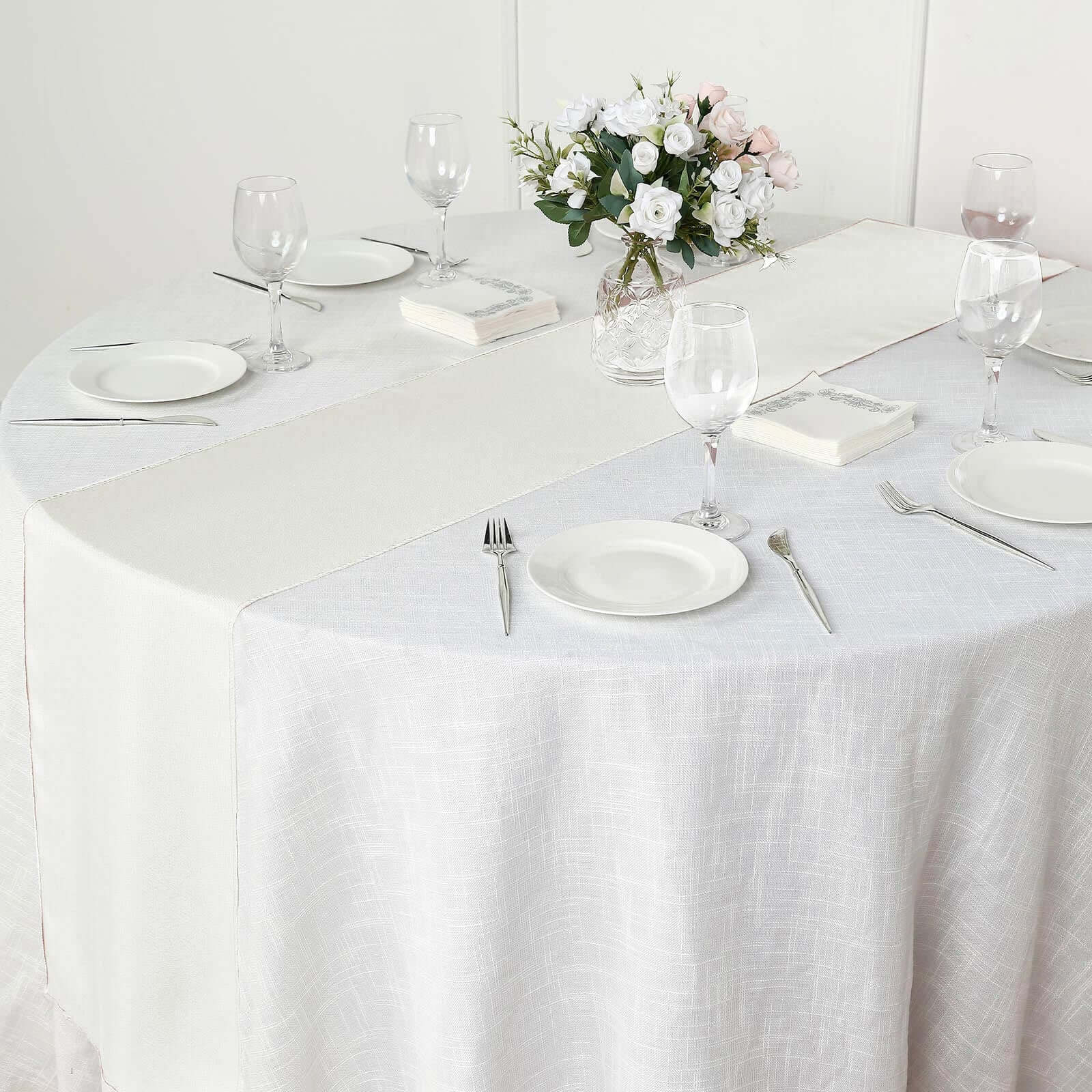 Polyester 12"x108" Table Runner Ivory - Durable & Wrinkle-Resistant Table Decor