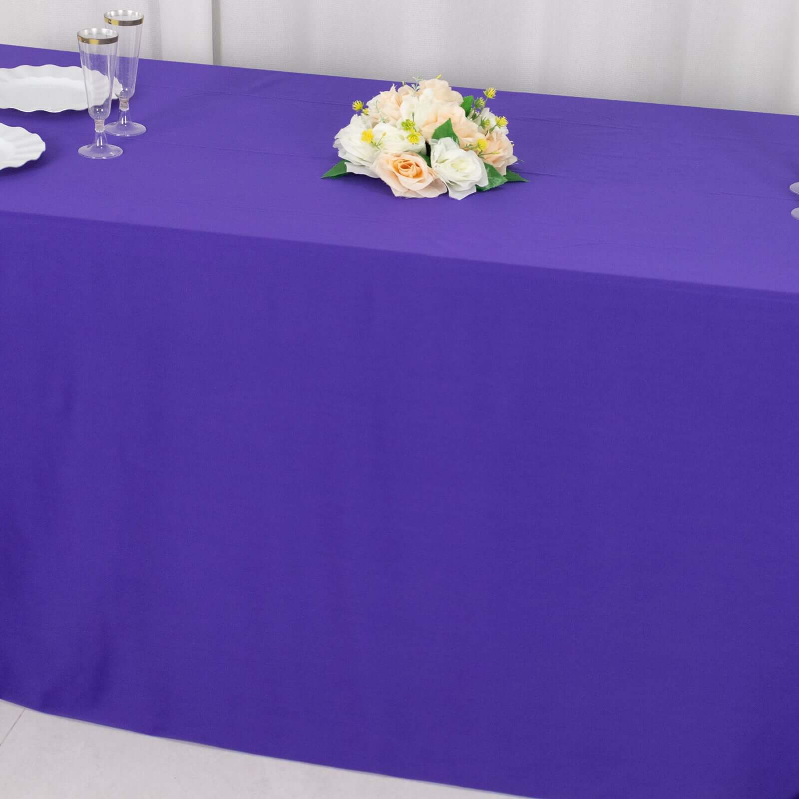 Scuba Rectangular 90"x156" Tablecloth Purple - Wrinkle Free, Stain Resistant & Seamless Table Cover
