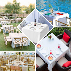 100% Cotton 90"x90" Table Overlay Square Tablecloth White Linen - Sophisticated, Soft & Breathable Fabric Table Cover