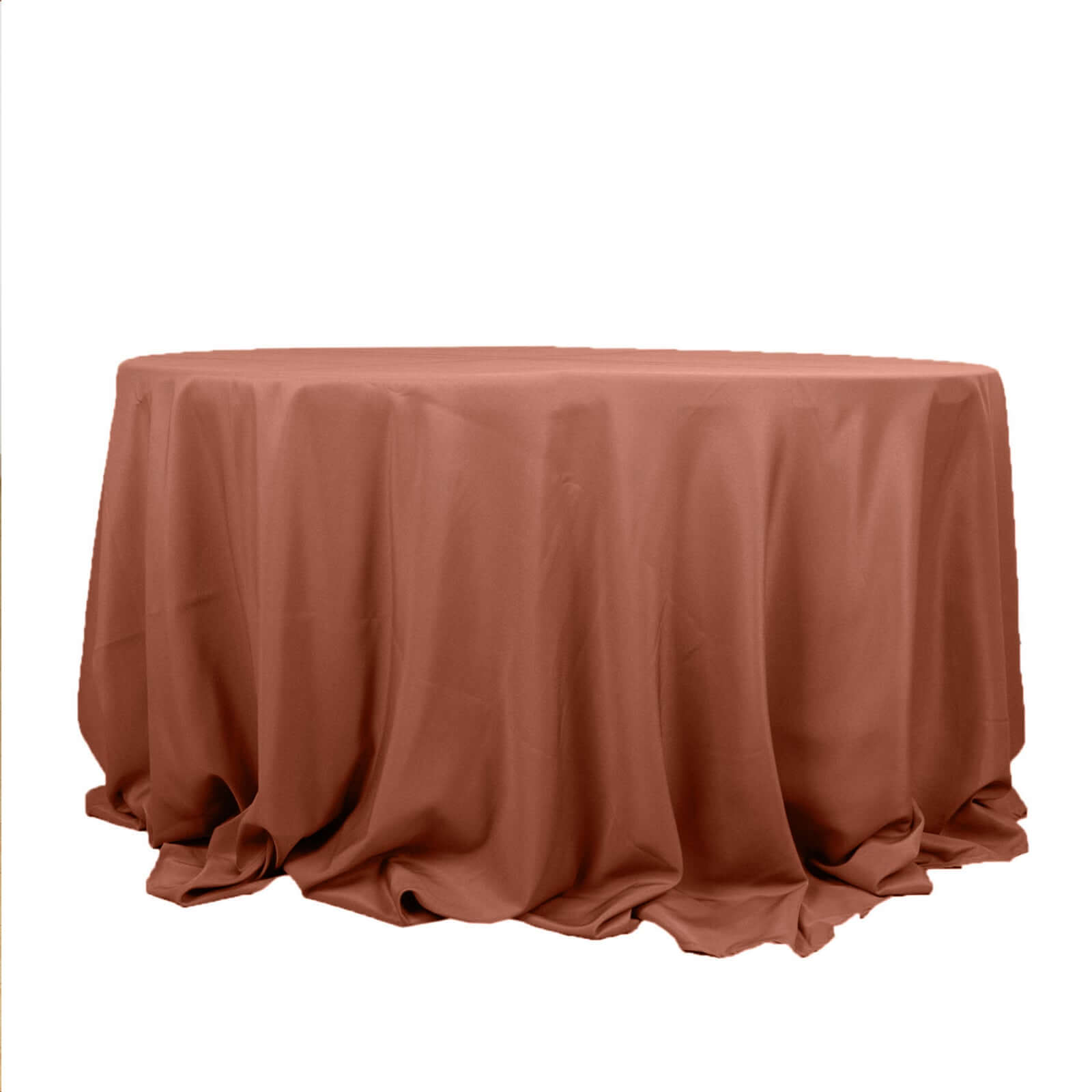Premium Polyester 132" Round Tablecloth Terracotta (Rust) - Seamless 220GSM Wrinkle-Resistant Table Cover