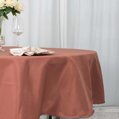 Premium Polyester 90" Round Tablecloth Terracotta (Rust) - Stain and Wrinkle-Resistant Design with 220GSM Thickness Table Cover