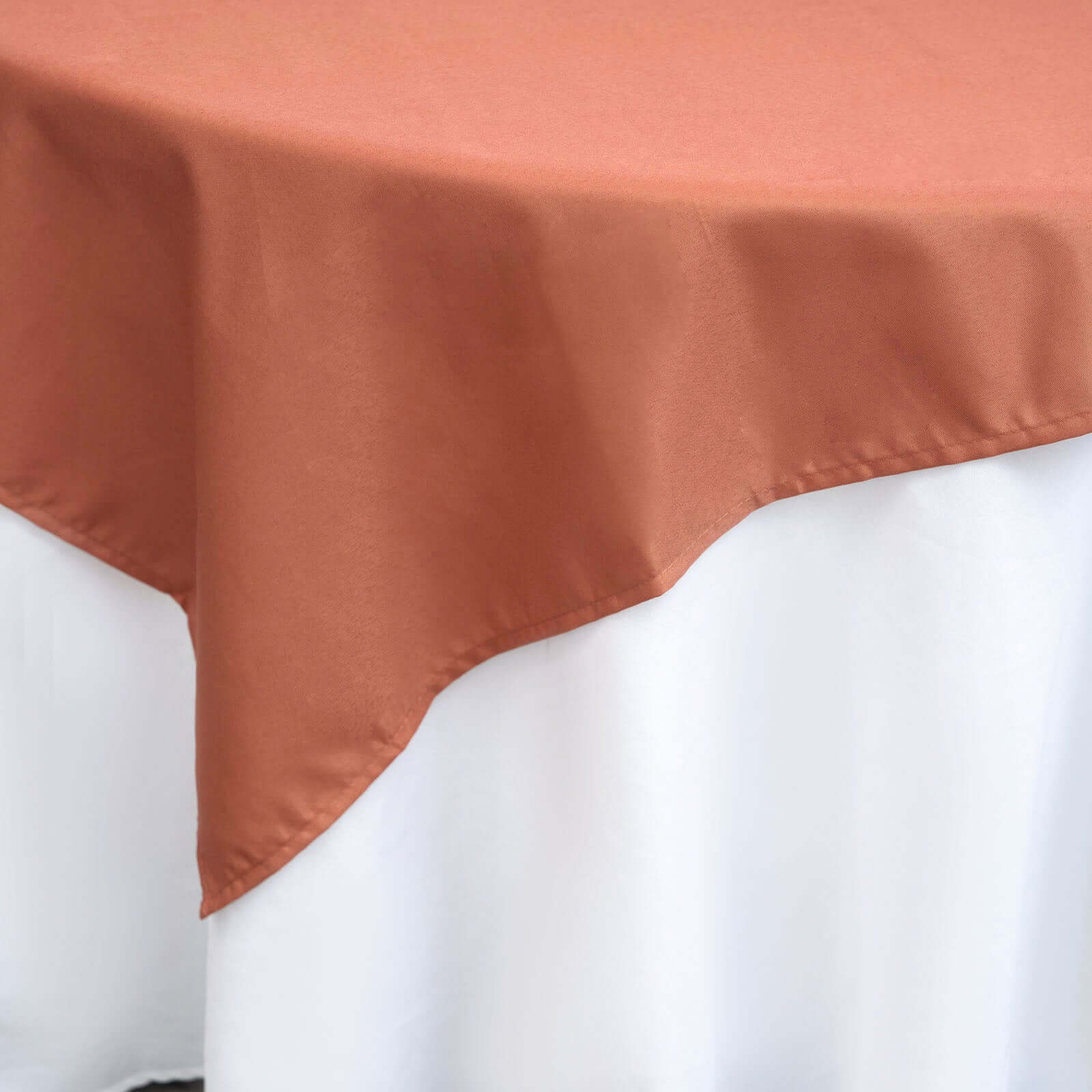 Polyester Square 70"x70" Tablecloth Terracotta (Rust) - Wrinkle-Resistant & Durable Table Cover