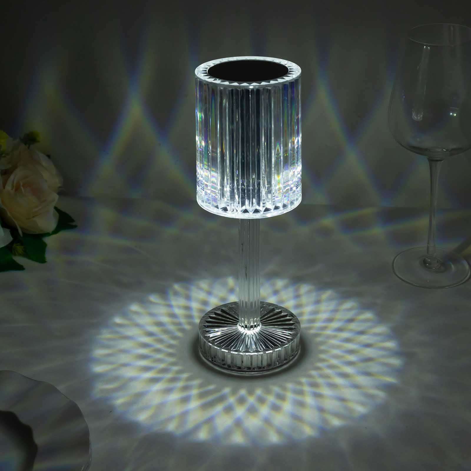 LED Acrylic Table Lamp Cylinder Design Color Changing - Rechargeable Cordless RGB Touch Control Light 10"