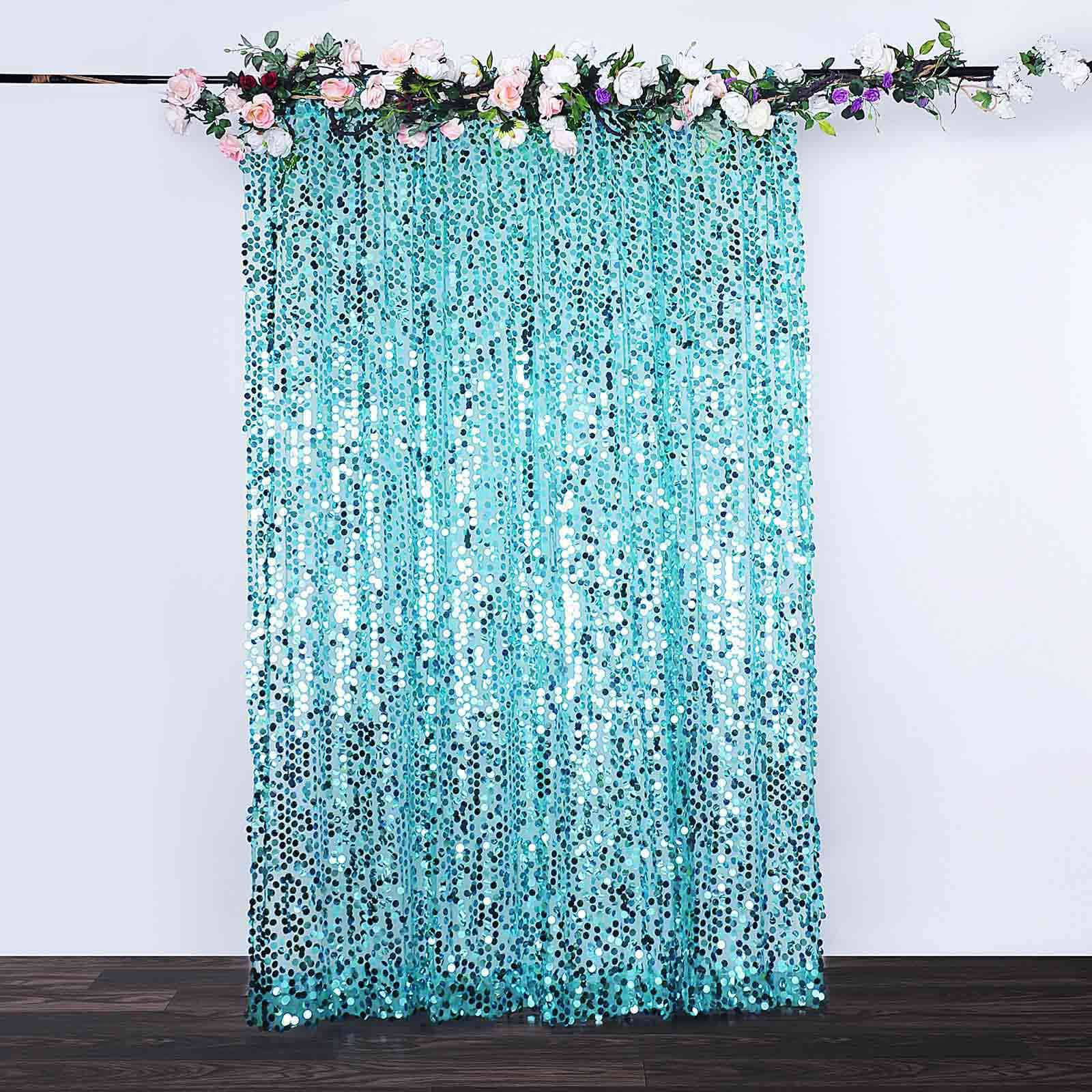 8ftx8ft Turquoise Big Payette Sequin Event Curtain Drapes, Backdrop Event Panel