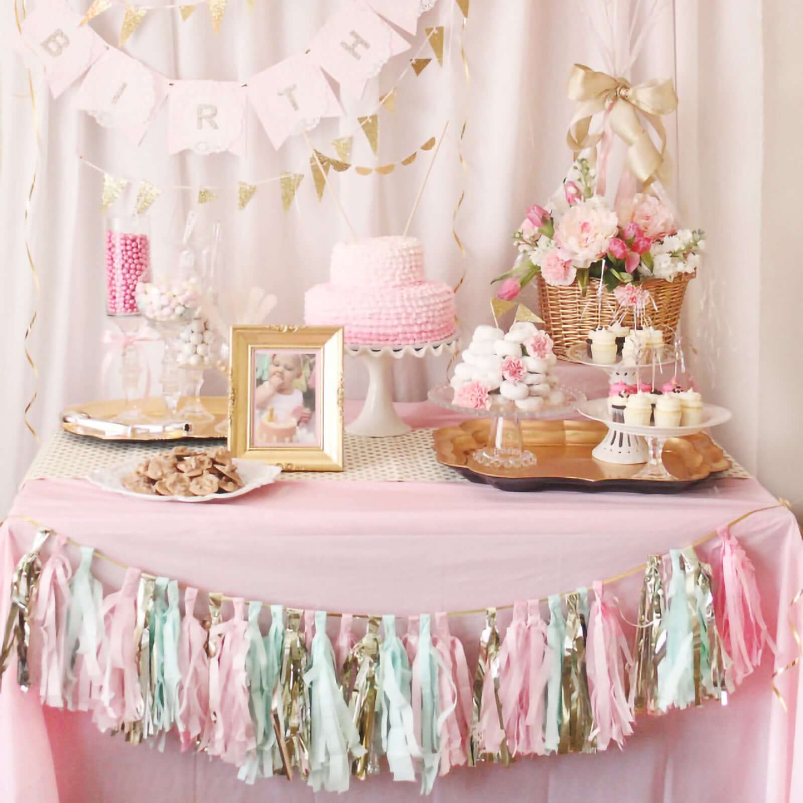 12 Pack Pre-Tied Turquoise Tissue Paper Tassel Garland With String, Hanging Fringe Party Streamer Backdrop Decor