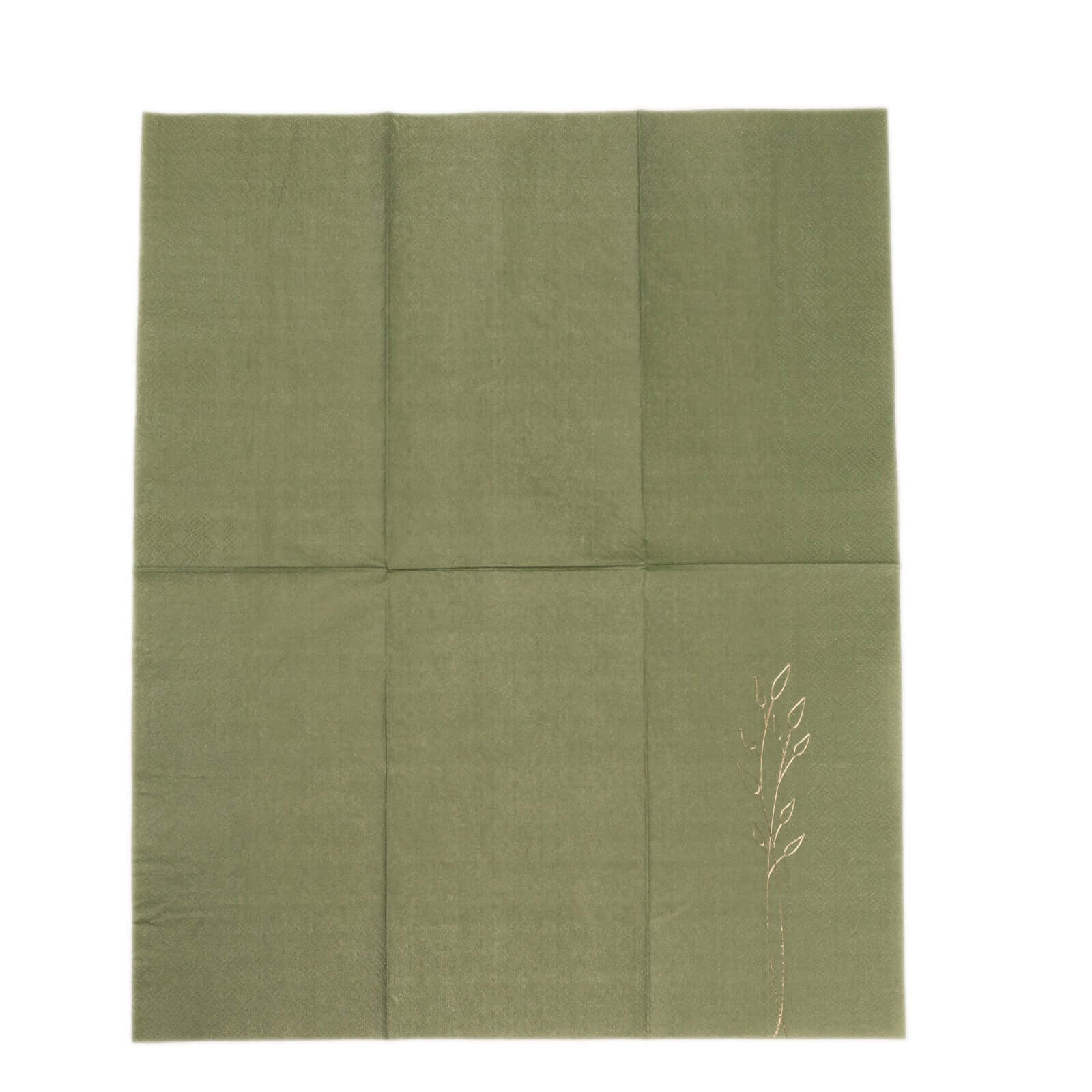 50-Pack Paper Dinner Napkins Dusty Sage Green with Gold Embossed Leaf - Stylish 2-Ply Disposable Napkins for Weddings 18GSM