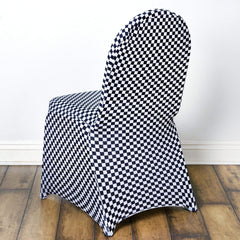 Spandex Chair Covers for Banquet Chairs Black/White Buffalo Plaid - Stylish Fitted Checkered Slipcovers for Weddings & Gatherings