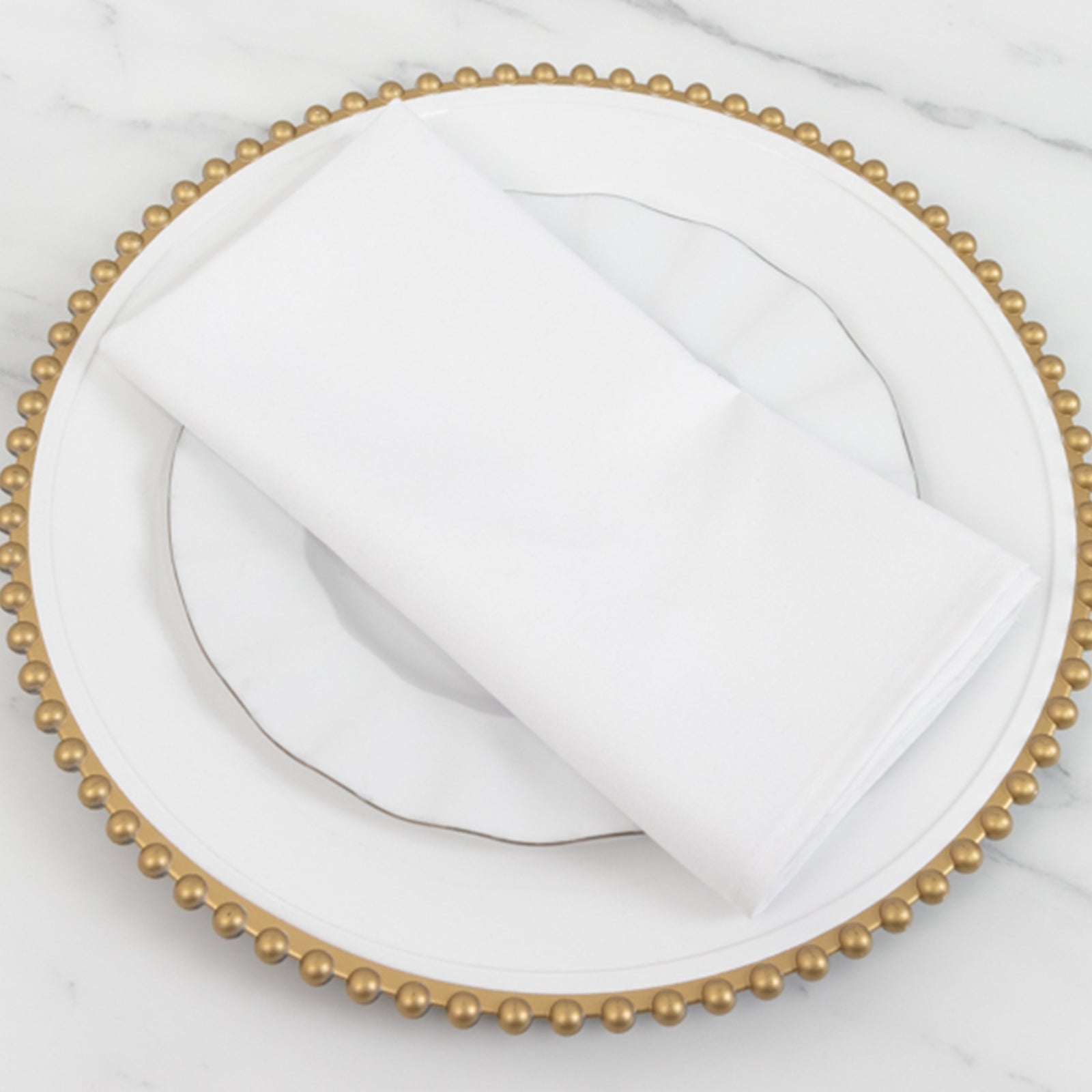 5 Pack Cotton Blend 20"x20" Napkins White - Wrinkle-Resistant & Washable Dinner Napkins for Everyday Use