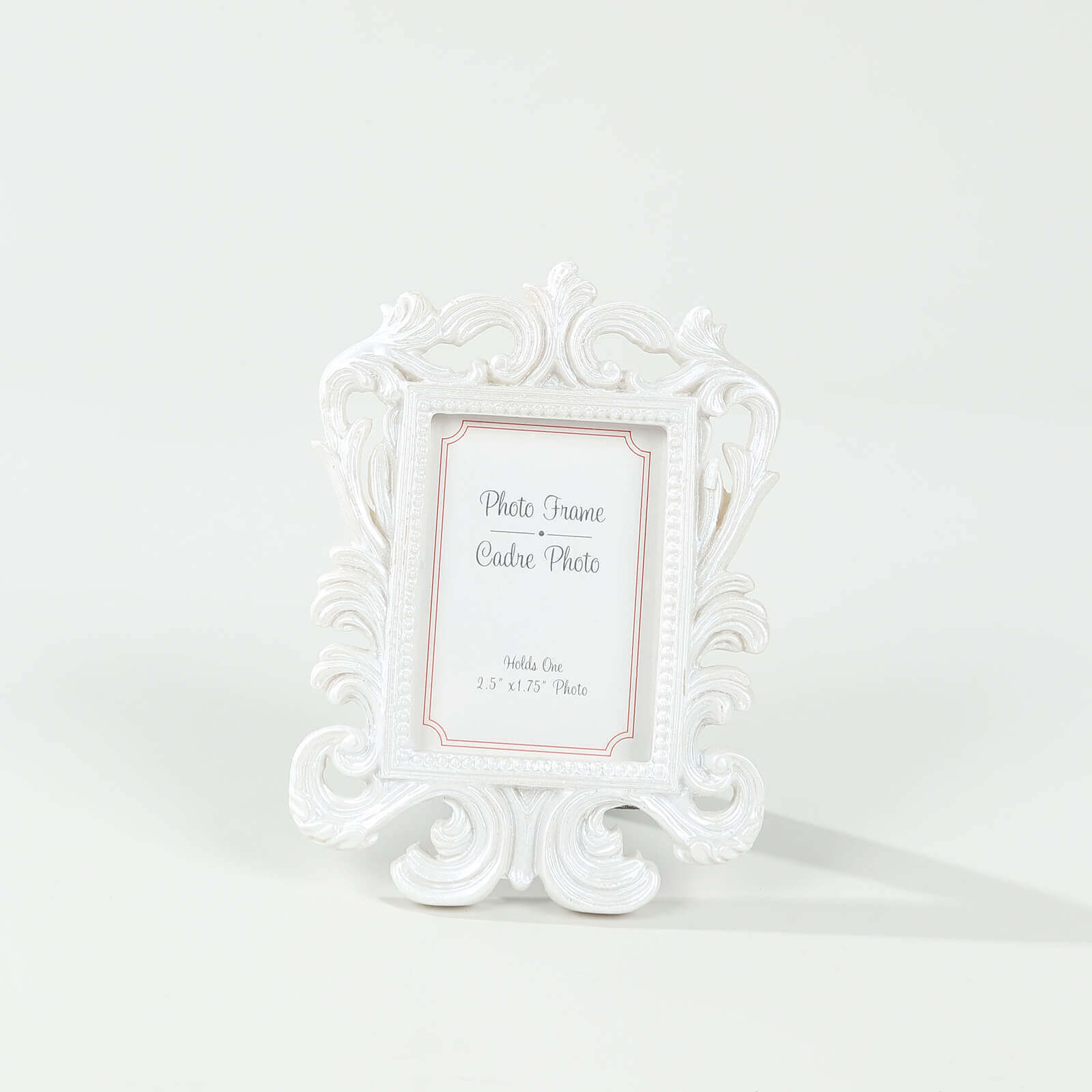 4-Pack Picture Frames White Resin Vintage Baroque Design Rectangle - Mini Photo Frame Wedding Place Card Holders & Party Favors 4"x3"