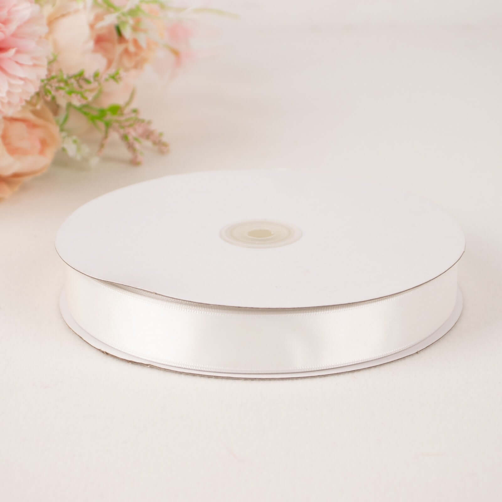 100 Yards 7/8" White Single Face Decorative Satin Ribbon