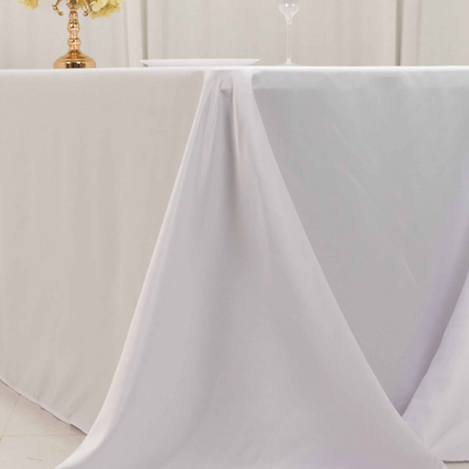 Lamour Satin 90"x156" Rectangle Tablecloth White - Luxurious, Soft Seamless Table Cover for Stylish Settings
