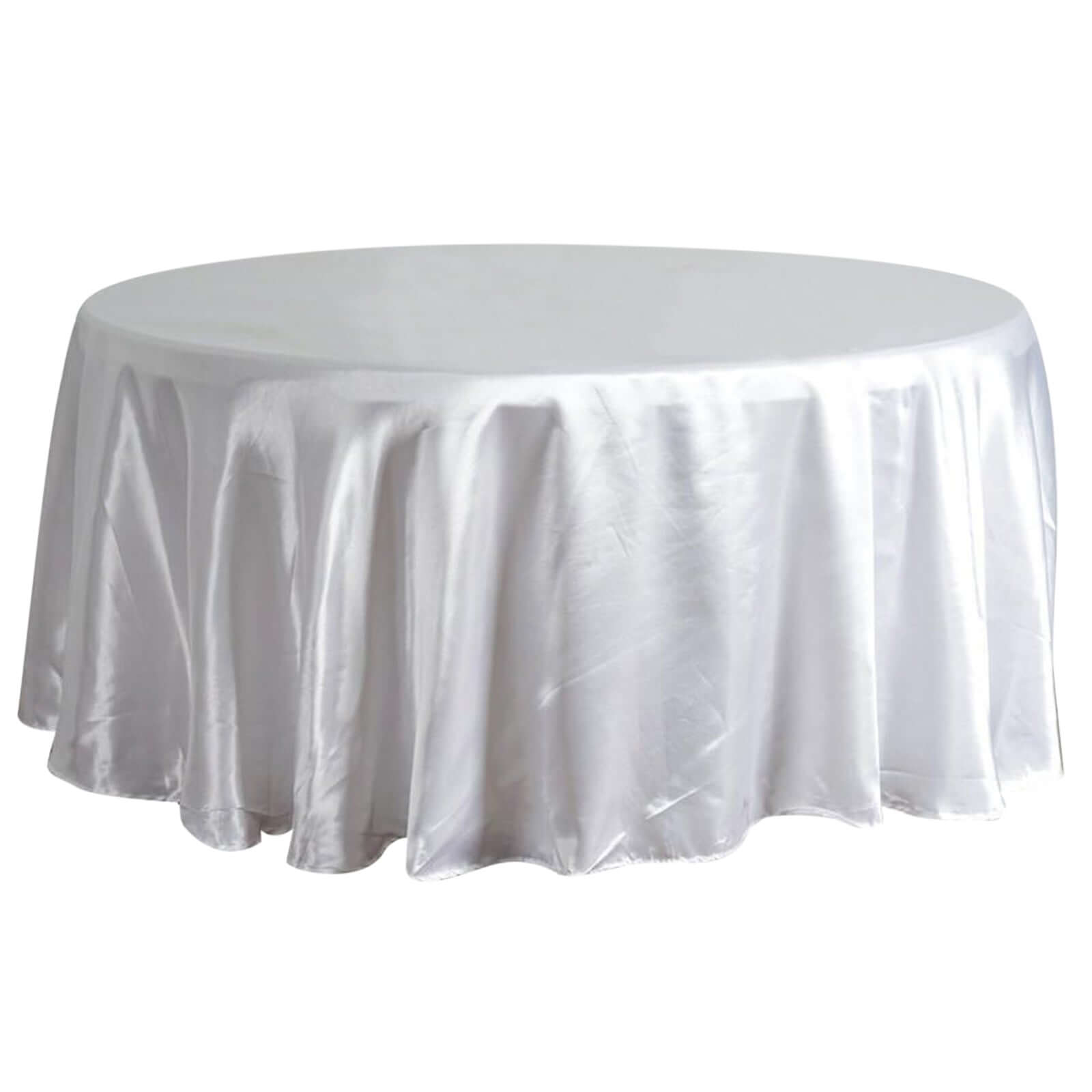 Satin 108" Round Tablecloth White - Smooth and Lustrous Table Cover for Weddings & Events