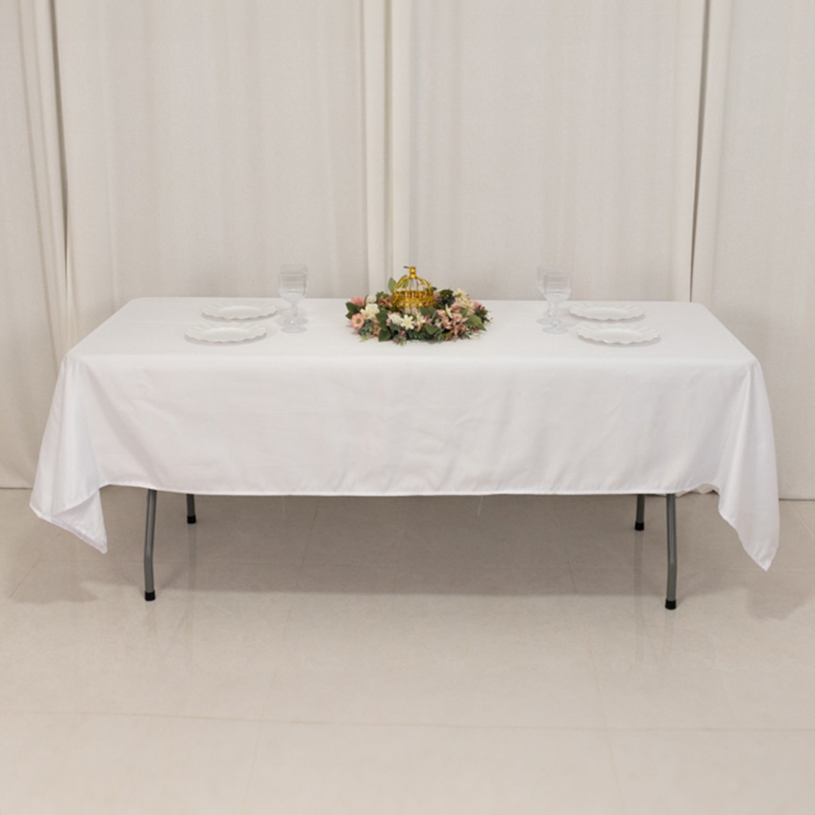 Lamour Satin 60"x102" Rectangle Tablecloth White - Durable & Silky Soft Feel Table Cover for Weddings & Banquets