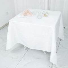 Premium Polyester Square Tablecloth 70"x70" White 220GSM Wrinkle-Resistant Table Cover for Stylish Gatherings