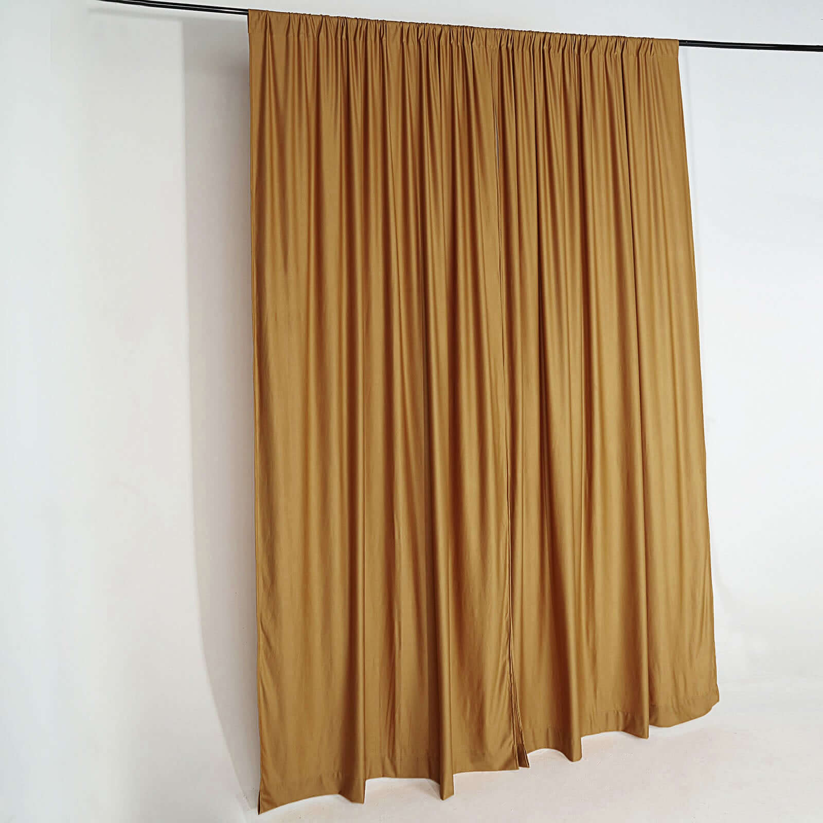2 Pack Gold Scuba Polyester Event Curtain Drapes, Durable Flame Resistant Backdrop Event Panels Wrinkle Free with Rod Pockets - 10ftx10ft