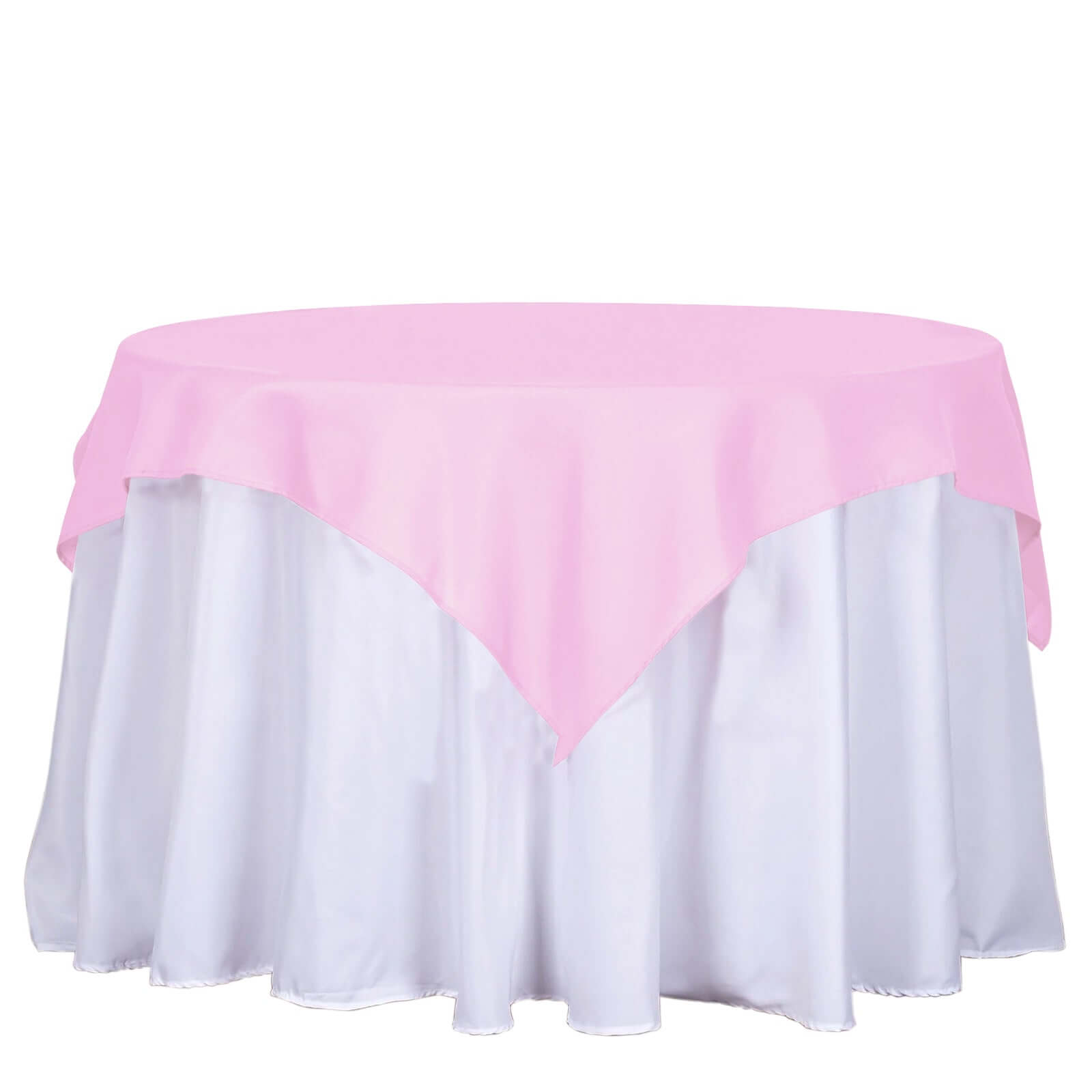 Polyester 54"x54" Table Overlay Square Tablecloth Pink - Wrinkle-Resistant & Durable Table Cover