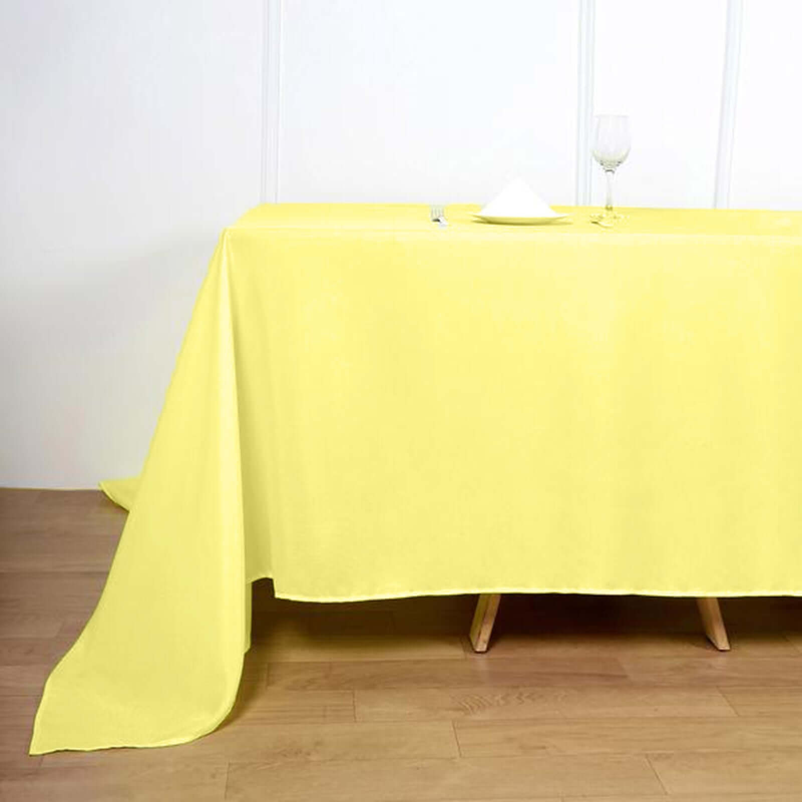 Polyester 90"x132" Rectangle Tablecloth Yellow - Seamless Wrinkle-Resistant Table Cover