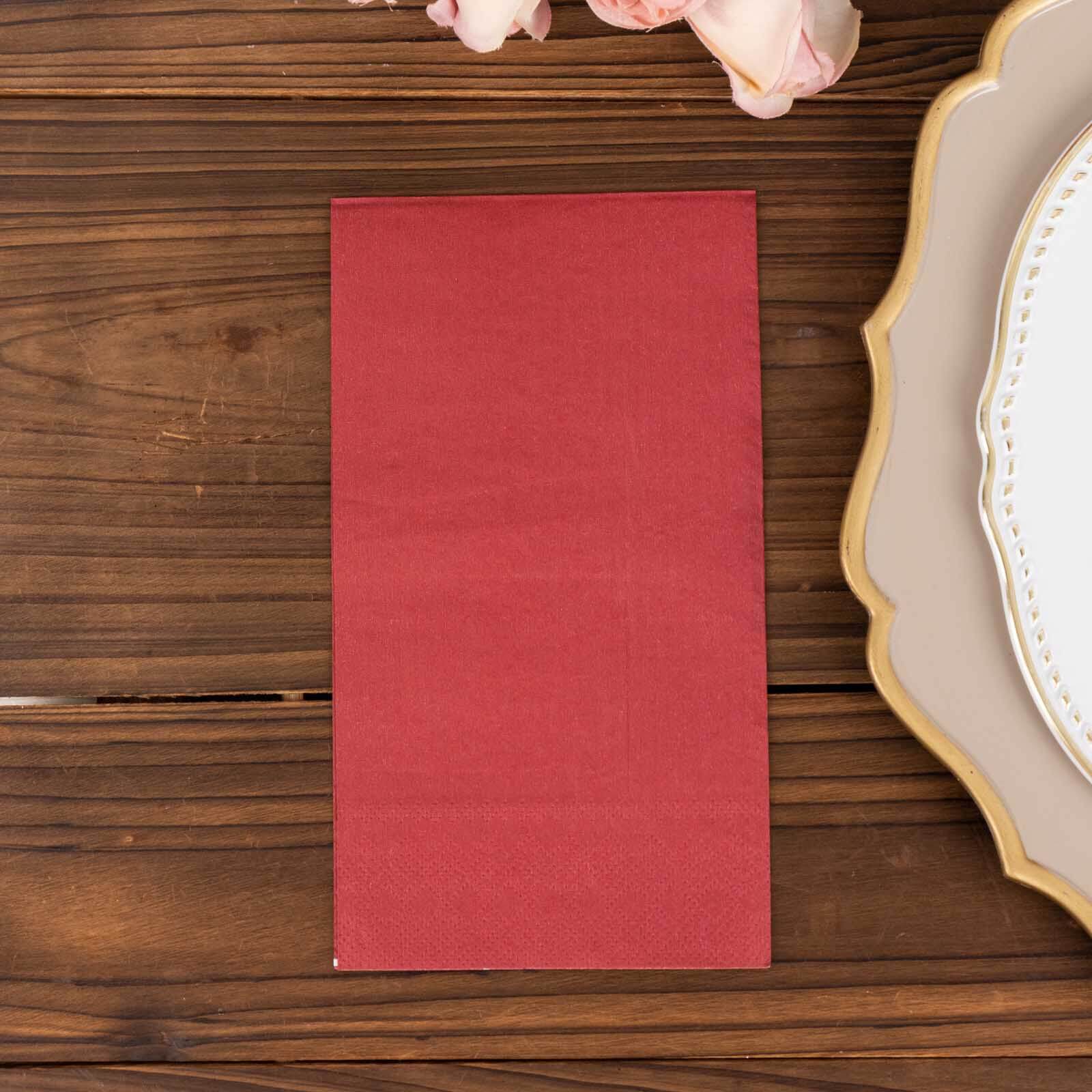50-Pack Paper Napkins Burgundy - Soft Disposable 2-Ply Dinner Napkins for Weddings