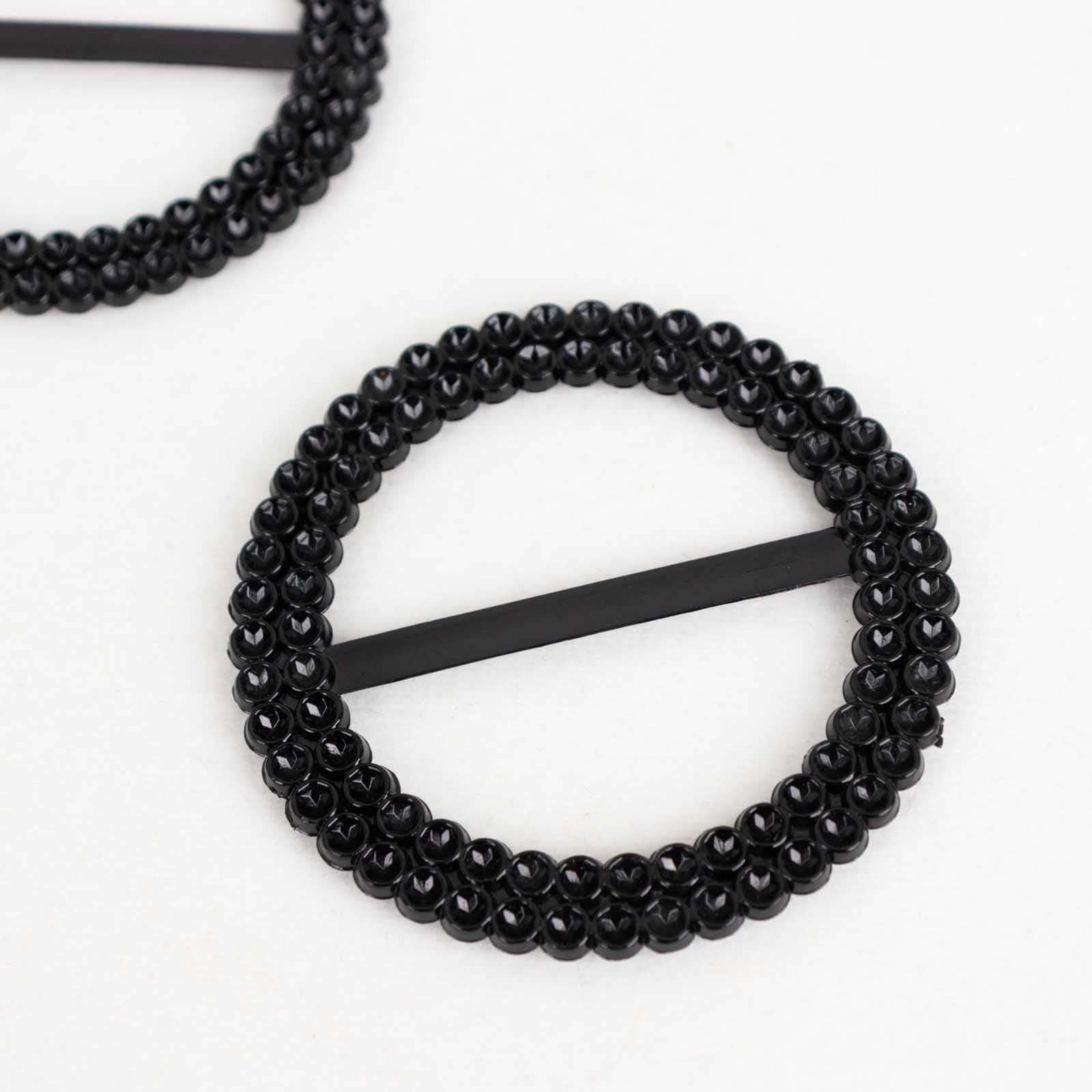 20 Pack Diamond Round Chair Sash Band Buckle Pins Black - Timeless Rhinestone Napkin Rings 2.5"