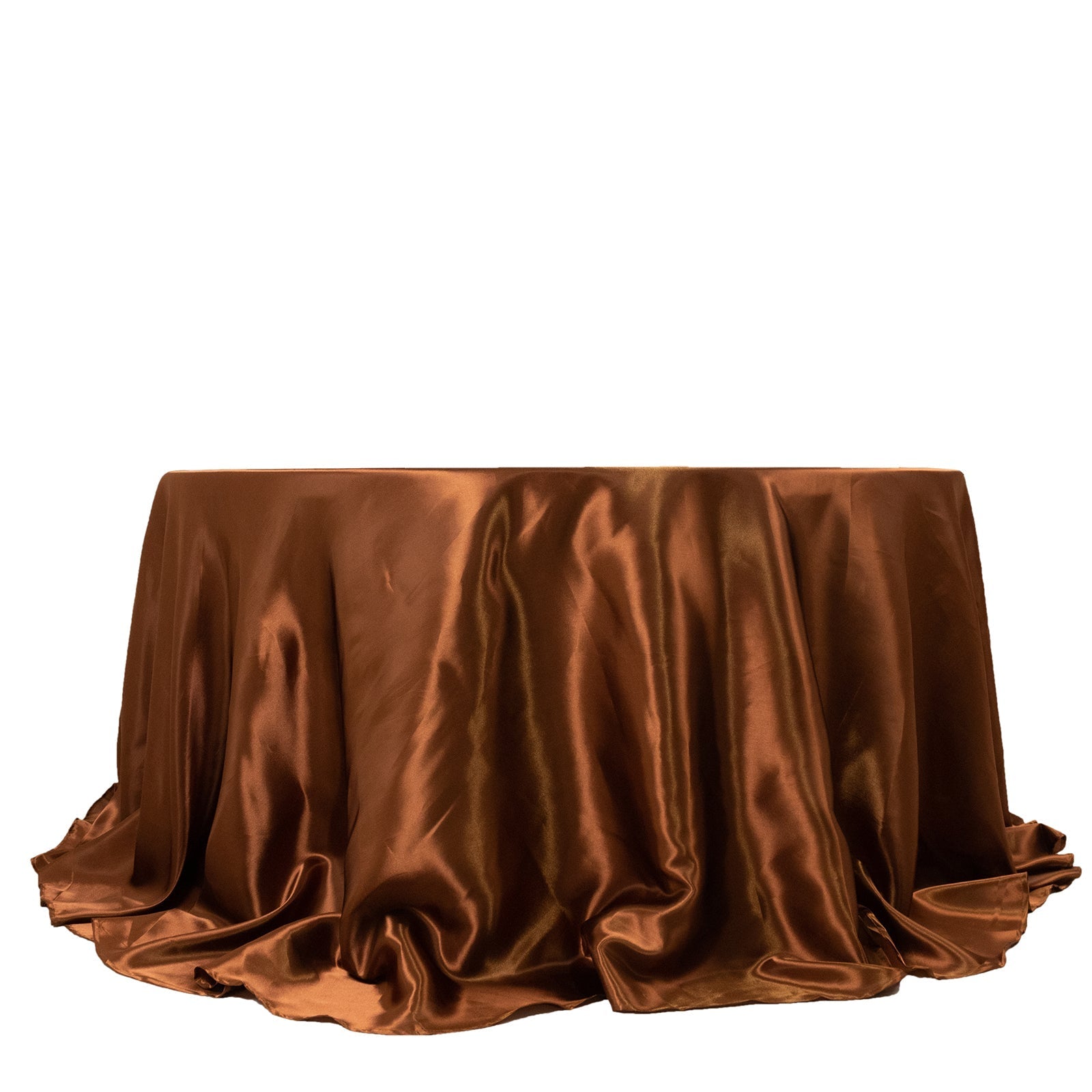 Satin 132" Round Tablecloth Cinnamon Brown - Stylish Seamless Table Cover