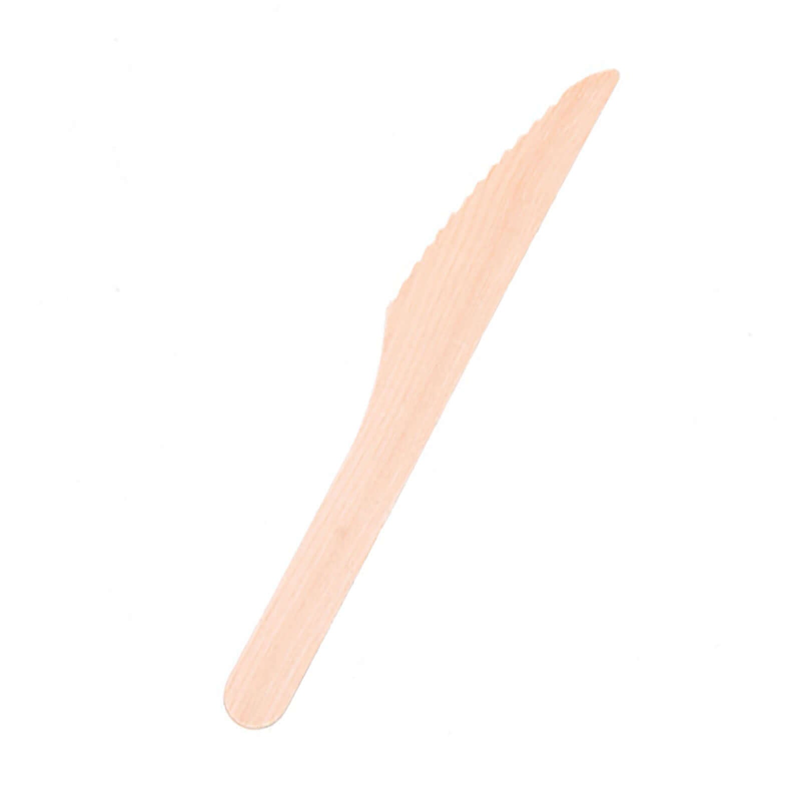 100-Pack Birchwood Knives Natural - Eco Friendly Biodegradable Wooden Utensils for Rustic Themes & Outdoor Parties 7"