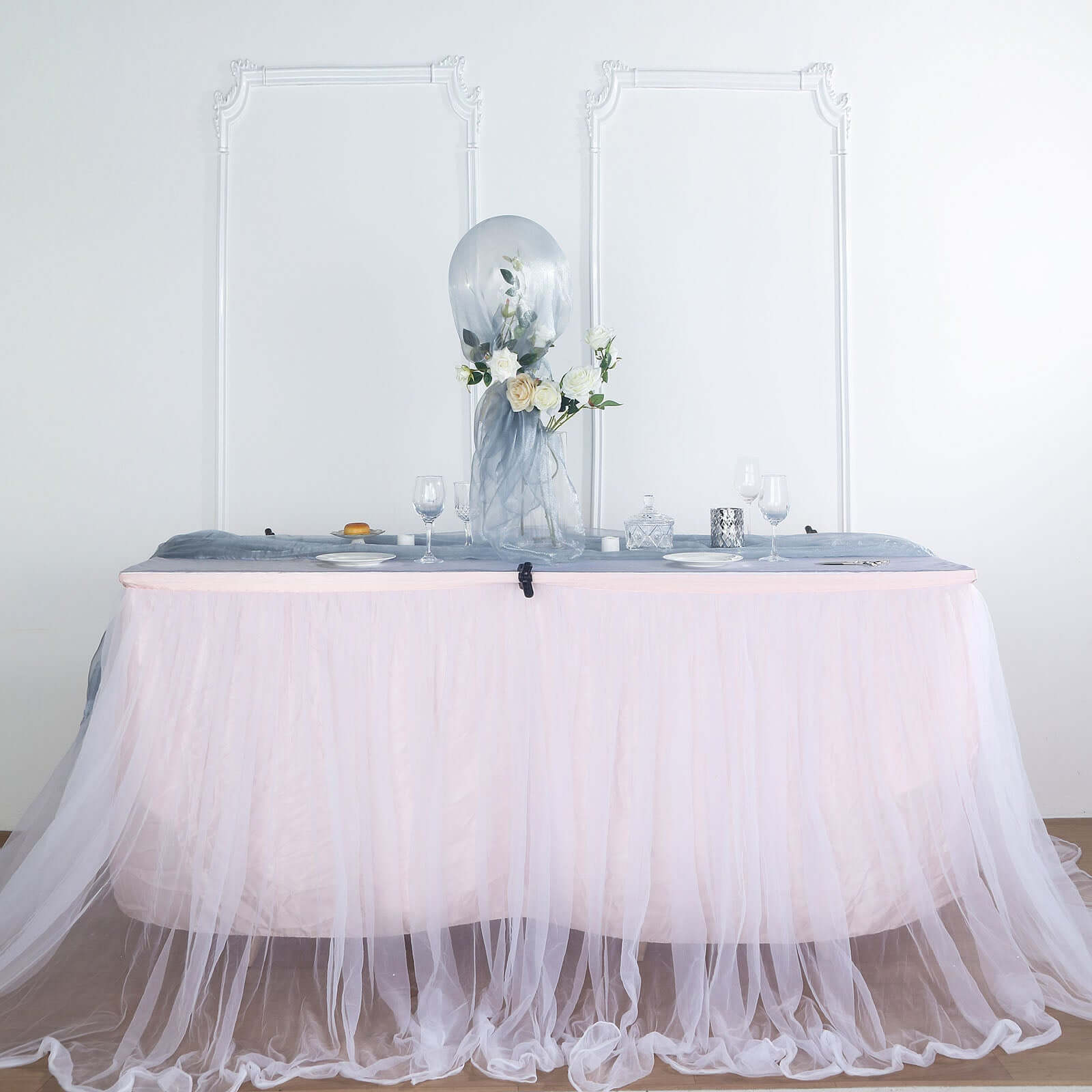 12"x10yd Dusty Blue Sheer Chiffon Fabric Bolt, DIY Voile Drapery Fabric