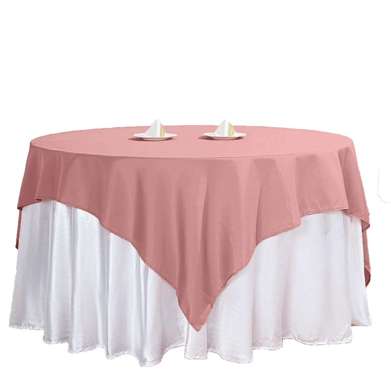 Polyester 70"x70" Table Overlay Square Tablecloth Dusty Rose - Wrinkle-Resistant & Durable Table Cover