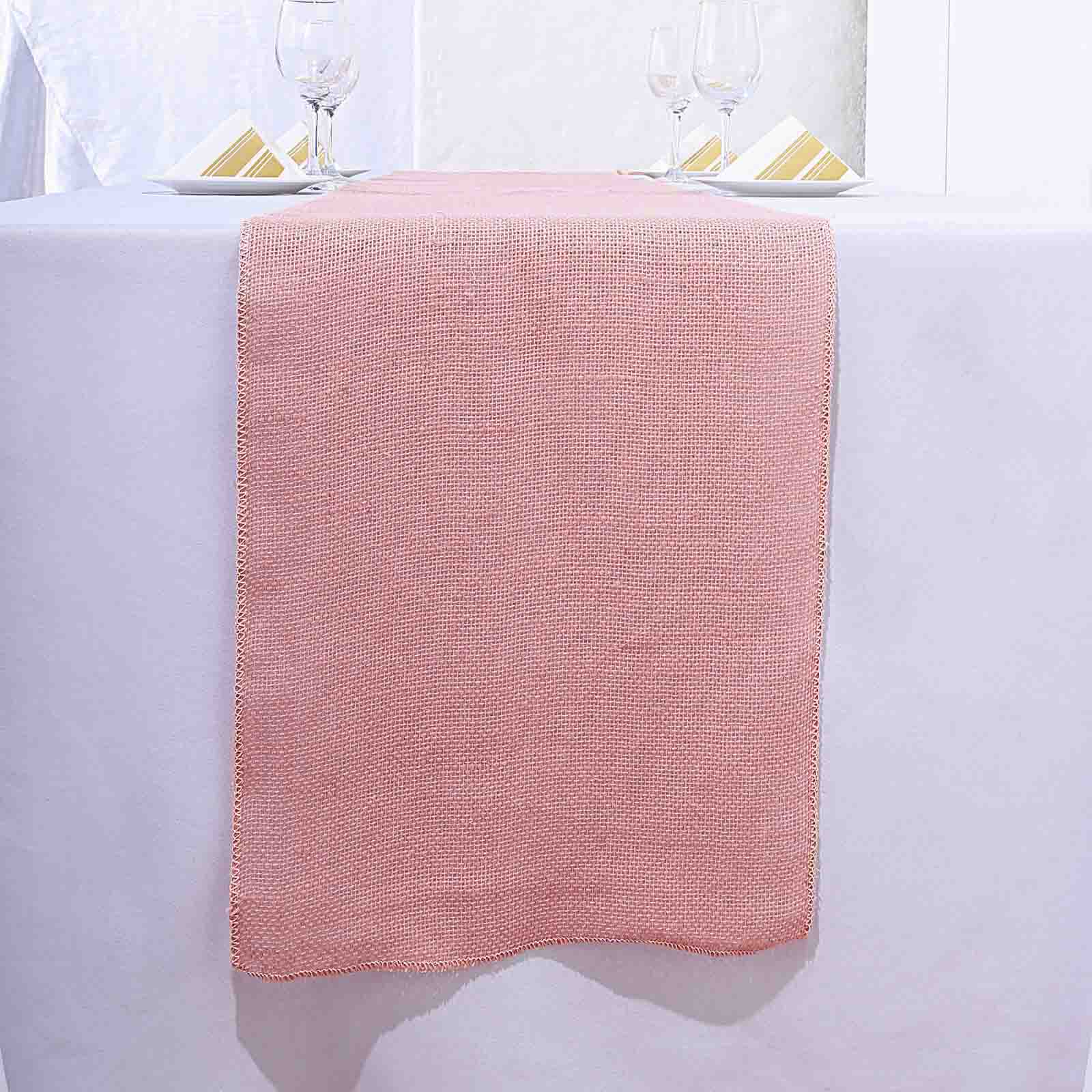 Burlap Jute 14"x108" Table Runner Dusty Rose - Rustic Boho Chic Tabletop Decor