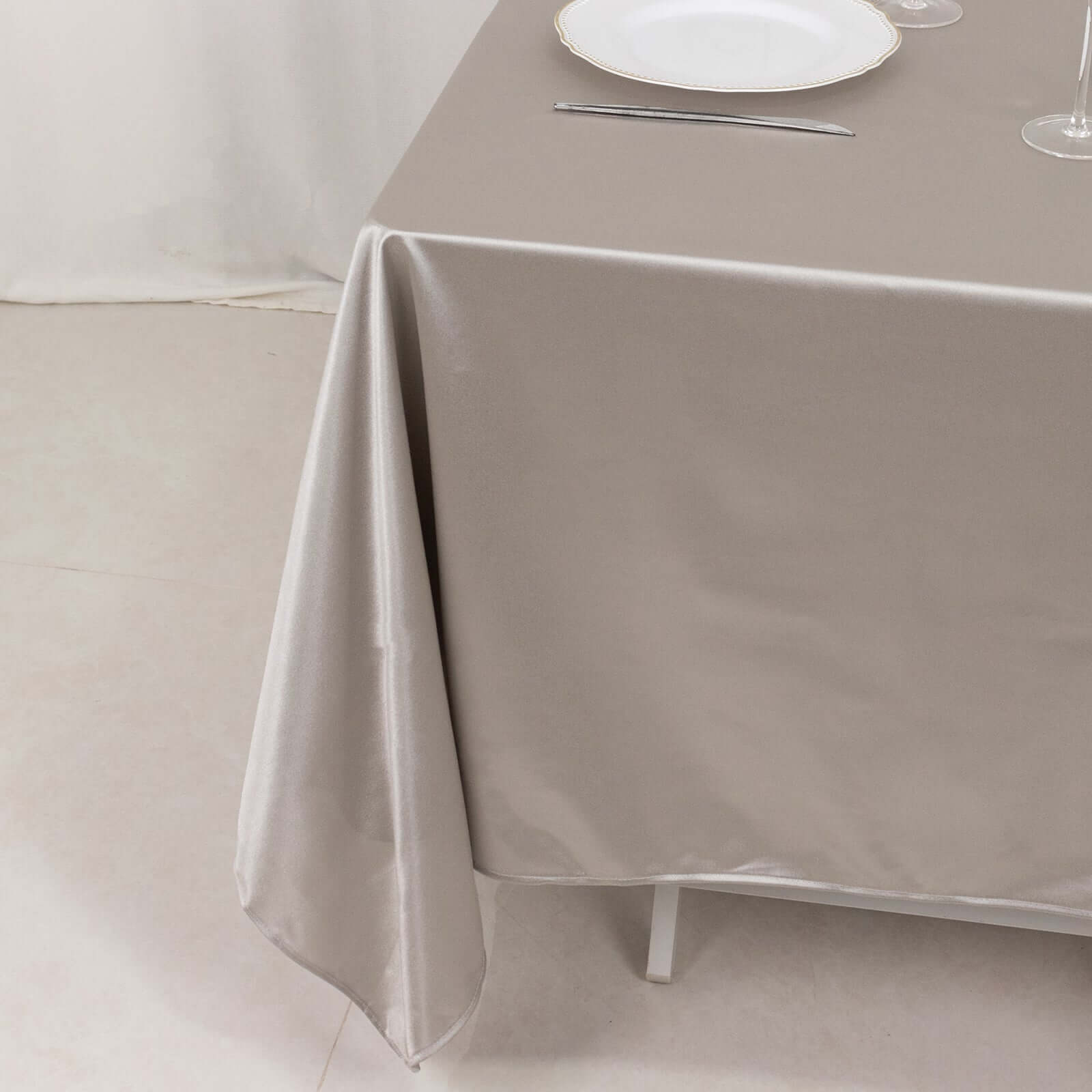 Scuba Square 70"x70" Tablecloth Shimmer Silver - Wrinkle Free & Stain Resistant Table Cover