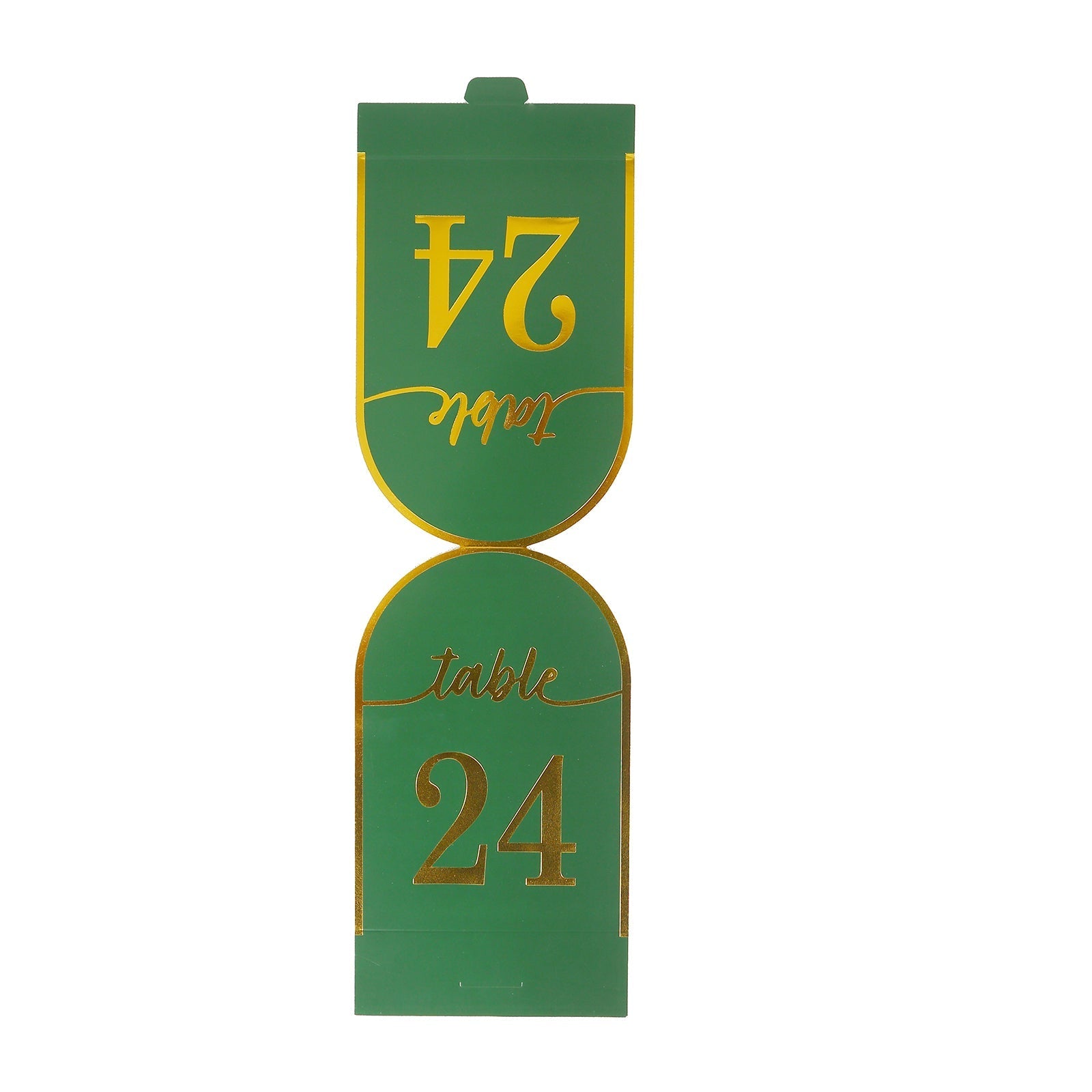 25-Pack 7" Disposable Table Numbers, Hunter Emerald Green Free Standing Double Sided Table Number Place Cards with Metallic Gold Foil Numbers 1-25