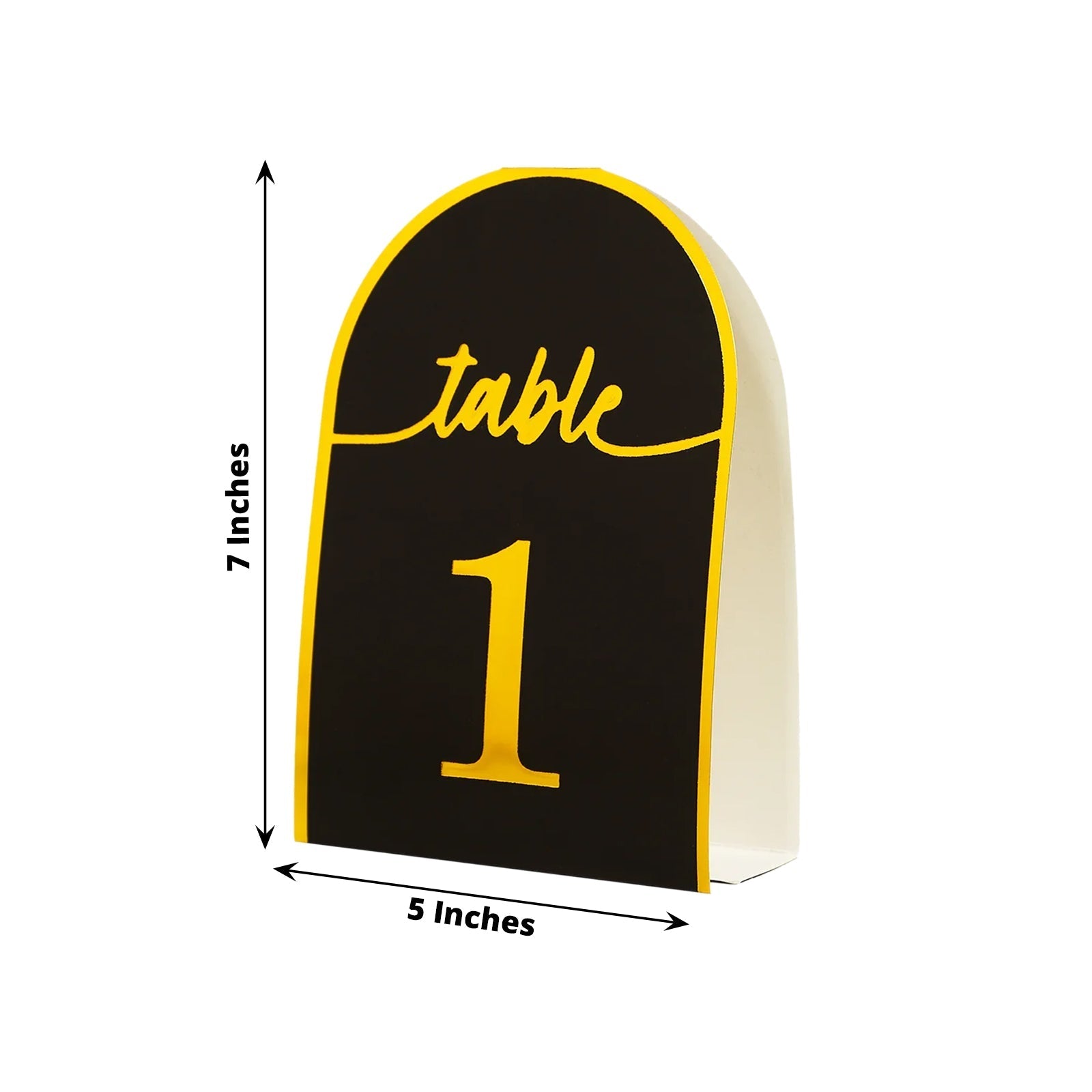 25-Pack 7" Disposable Table Numbers, Black Free Standing Double Sided Table Number Place Cards with Metallic Gold Foil Numbers 1-25