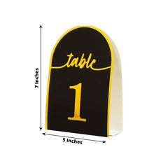 25-Pack 7" Disposable Table Numbers, Black Free Standing Double Sided Table Number Place Cards with Metallic Gold Foil Numbers 1-25