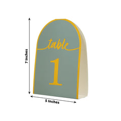 25-Pack 7" Disposable Table Numbers, Dusty Blue Free Standing Double Sided Table Number Place Cards with Metallic Gold Foil Numbers 1-25