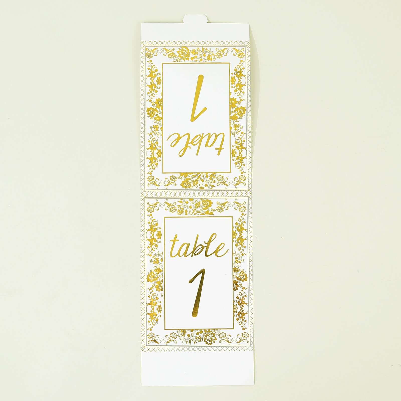 25-Pack Paper Wedding Table Numbers 1-25 White/Metallic Gold French Toile Design with Glam Gold Foil Numbers 7"