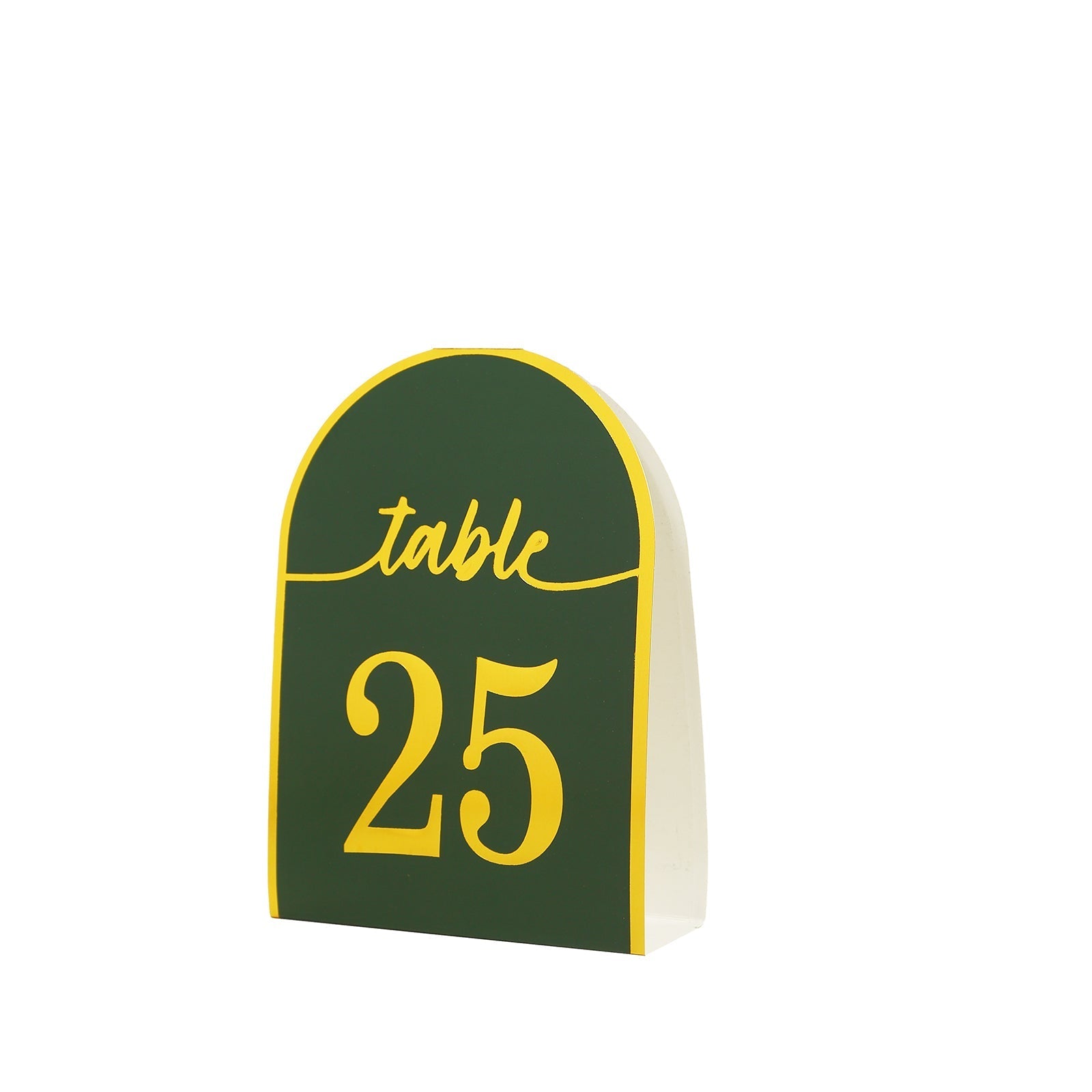 25-Pack 7" Disposable Table Numbers, Hunter Emerald Green Free Standing Double Sided Table Number Place Cards with Metallic Gold Foil Numbers 1-25