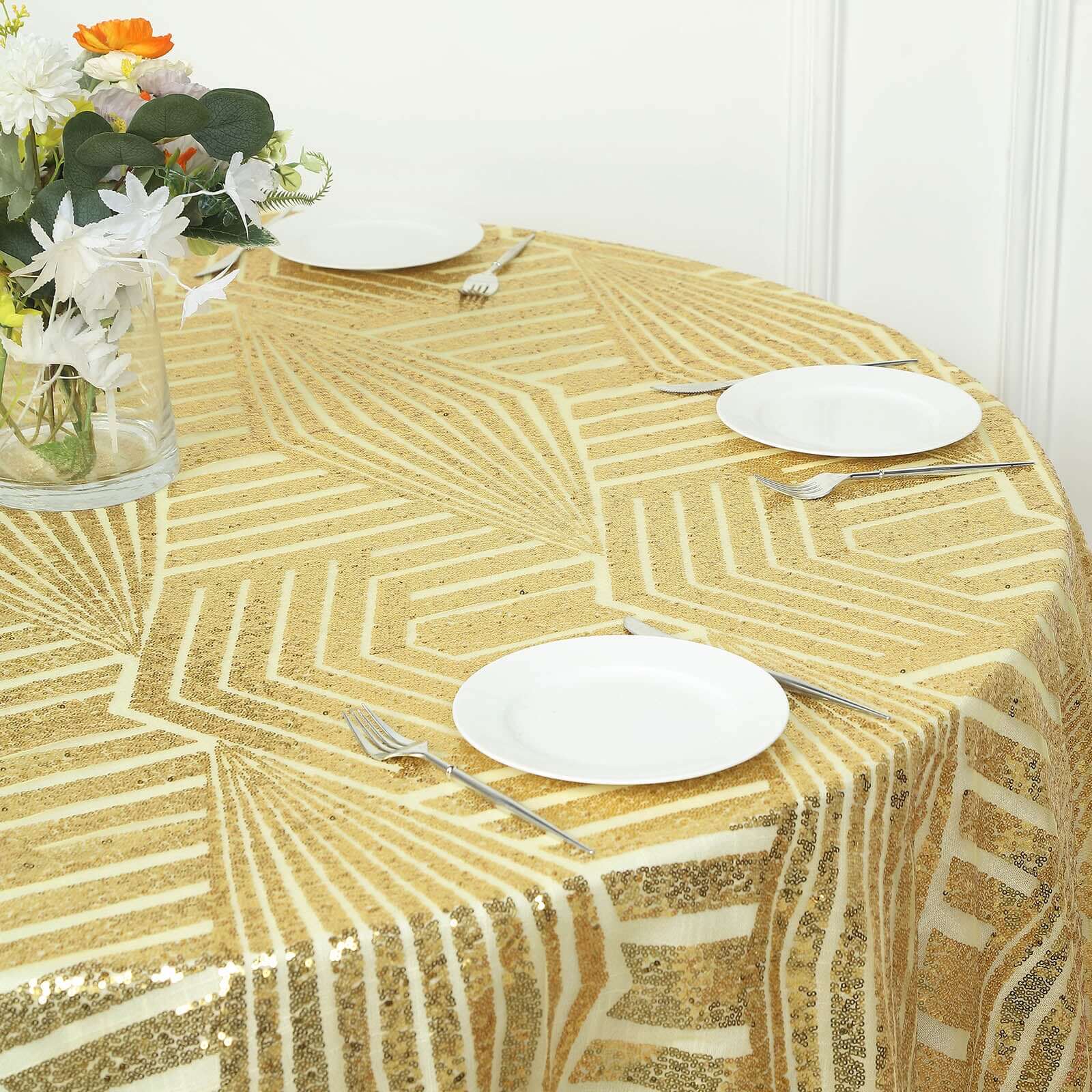 Sequin 72" Table Overlay Square Tablecloth Gold with Diamond Glitz Design - Perfect for Luxe Events