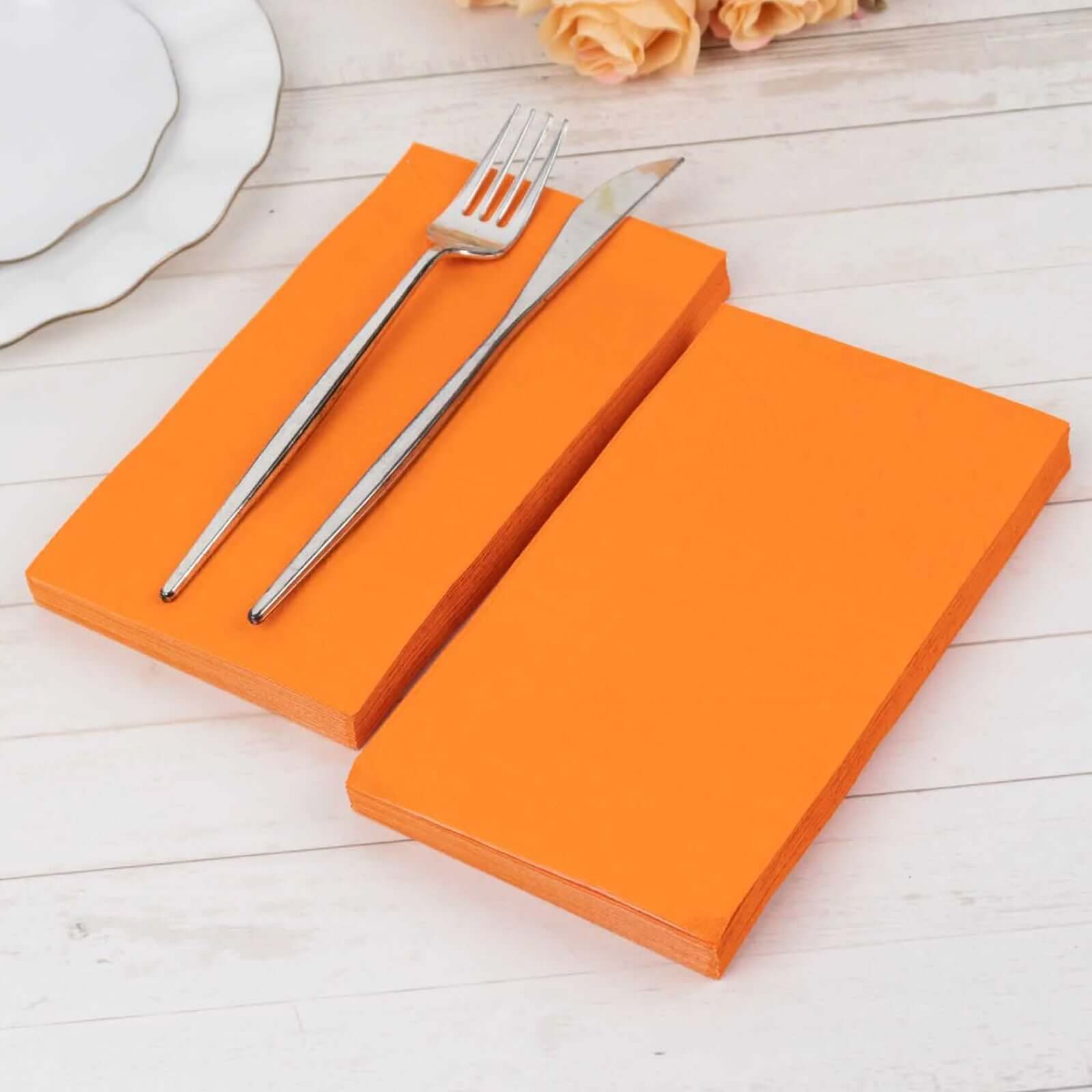 50-Pack Paper Napkins Orange - Soft Disposable 2-Ply Dinner Napkins for Weddings