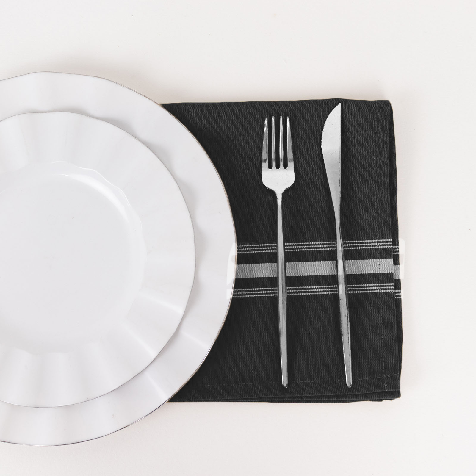 10 Pack Premium Spun Polyester 18"x22" Napkins Black/White Bistro Style - Highly Absorbent Cotton-Like Feel Cloth Napkins