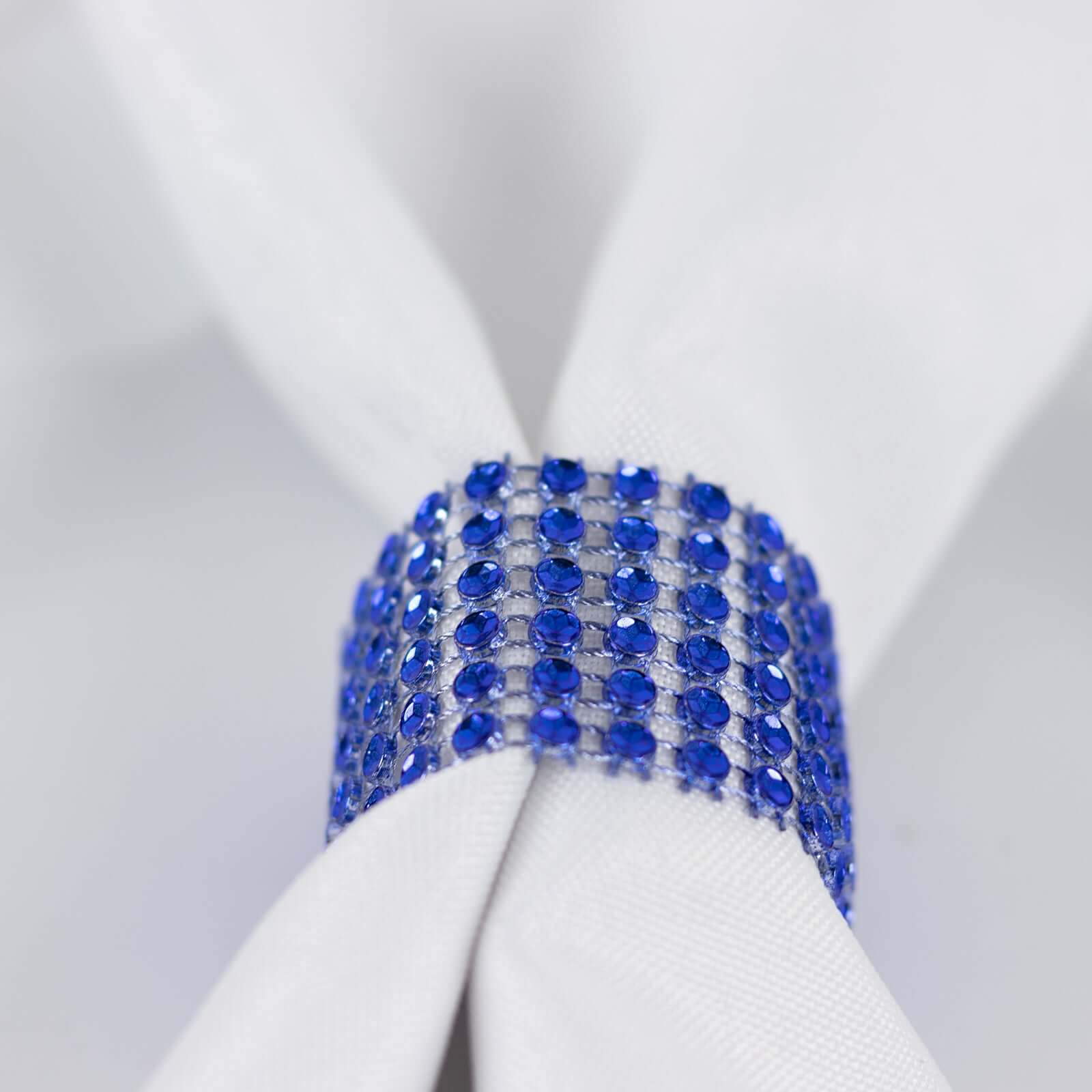 10 Pack Rhinestone Napkin Rings with Velcro Brooch Buckle Royal Blue - Stylish Design for Chair Sashes