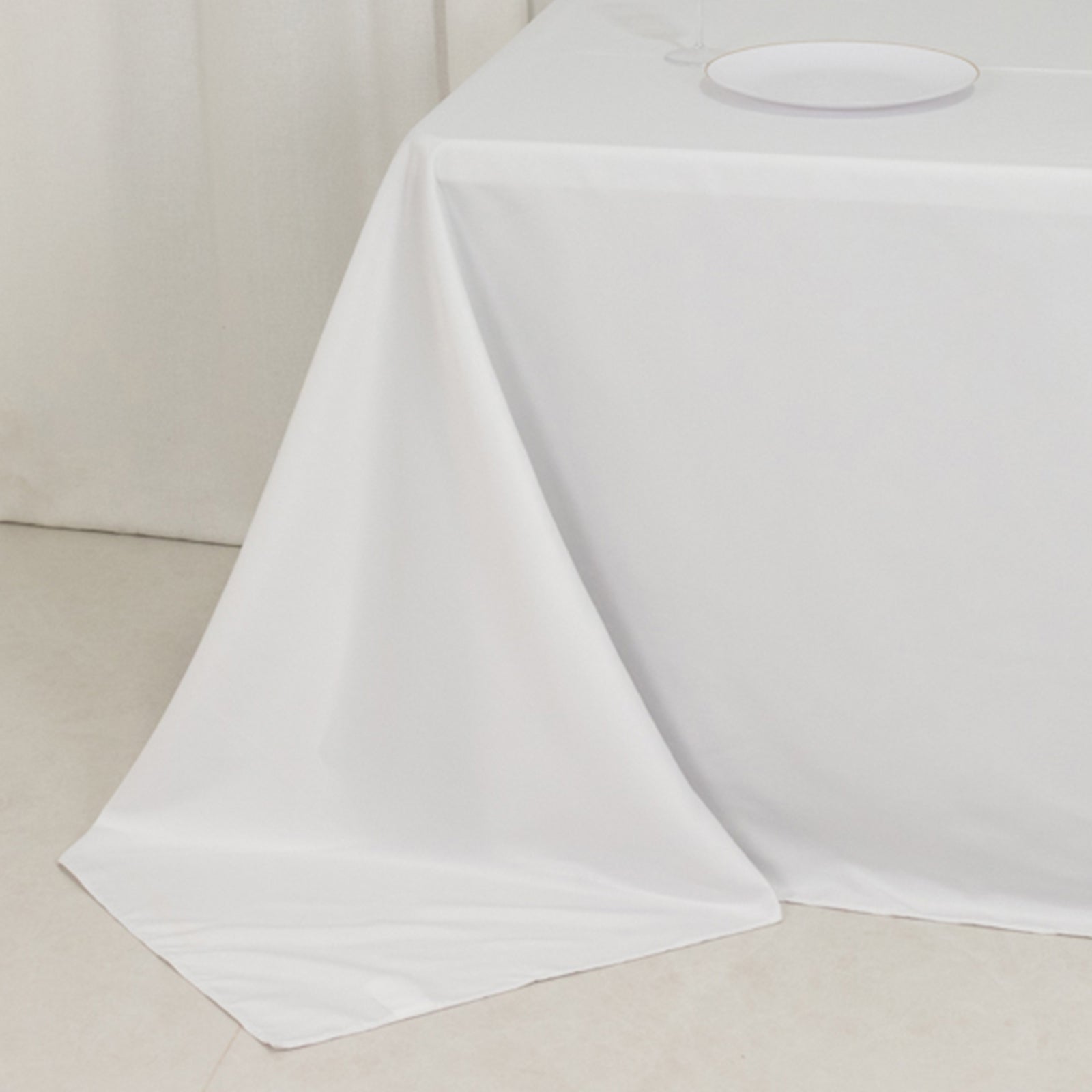 Fire Retardant Premium Polyester 90"x132" Rectangular Tablecloth White - Stylish High-Performance Seamless Table Cover for Large Gatherings